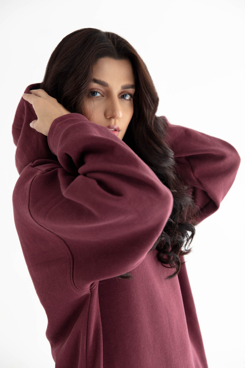 Burnt Burgundy Hoodie Dress