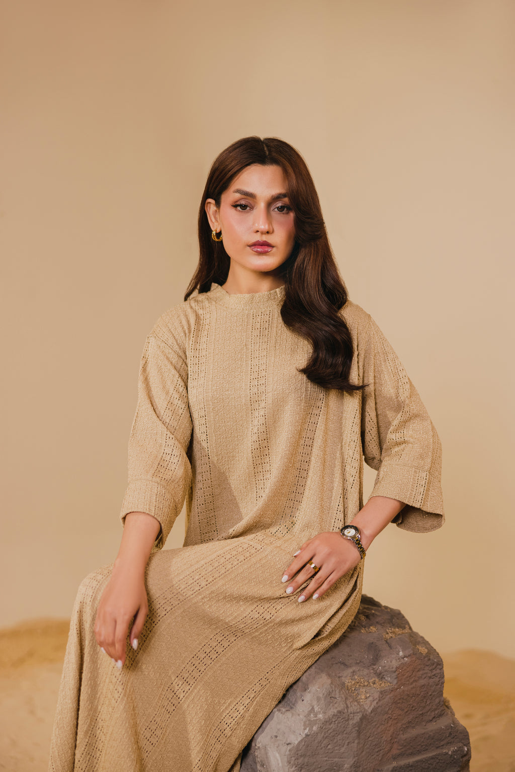 Beige Mesh Dress