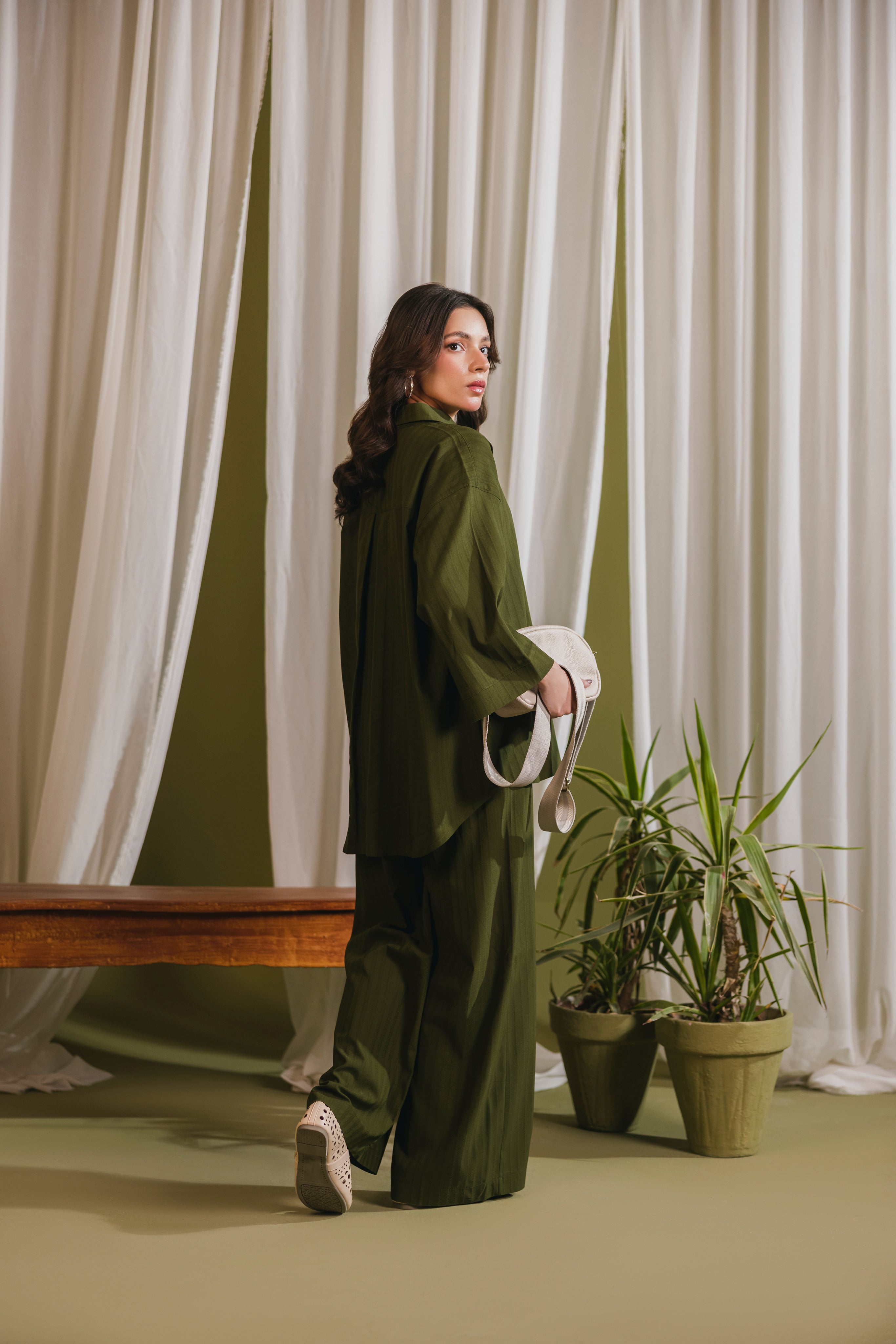 Olive Stripe Coord Set