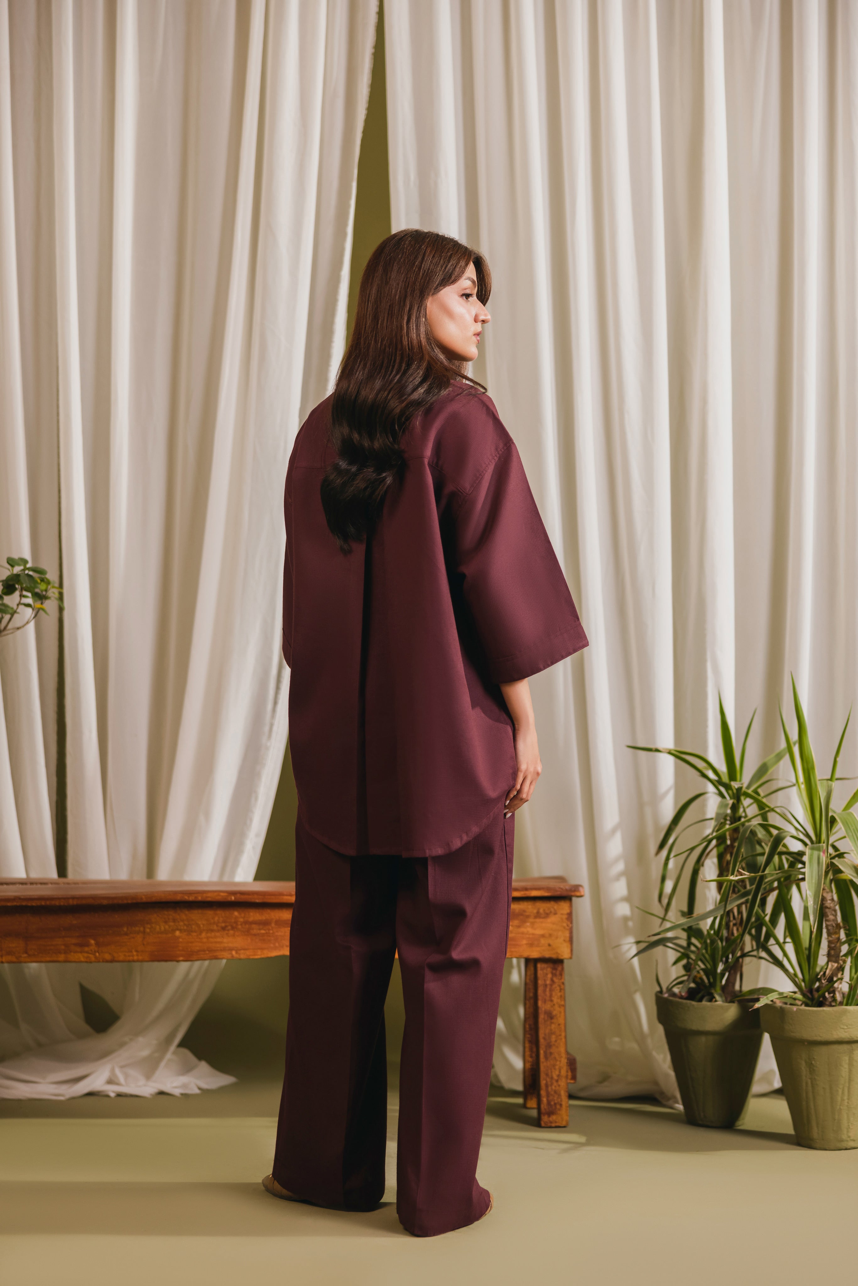 Maroon Textured Coord Set