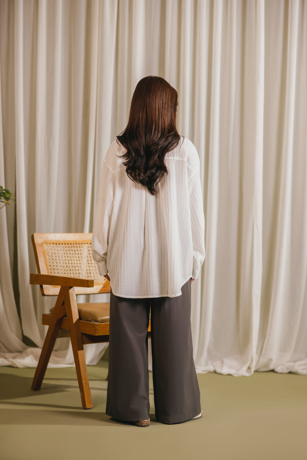 White Textured Button Down