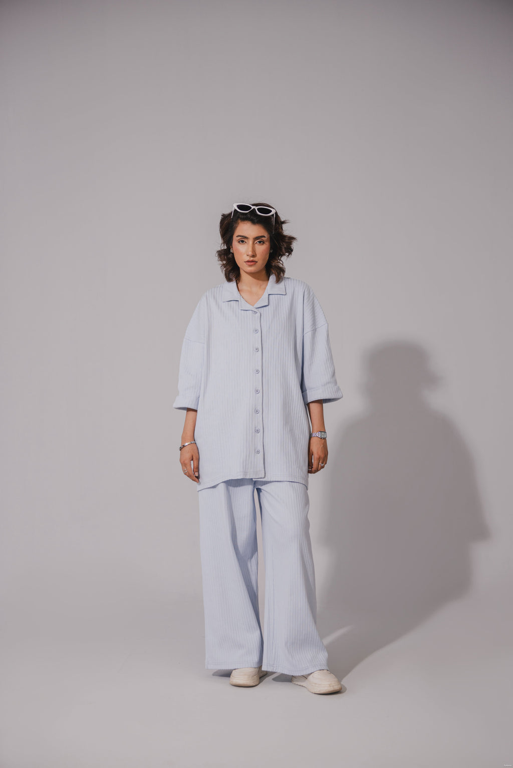 Ice Blue Drop Needle Coord Set