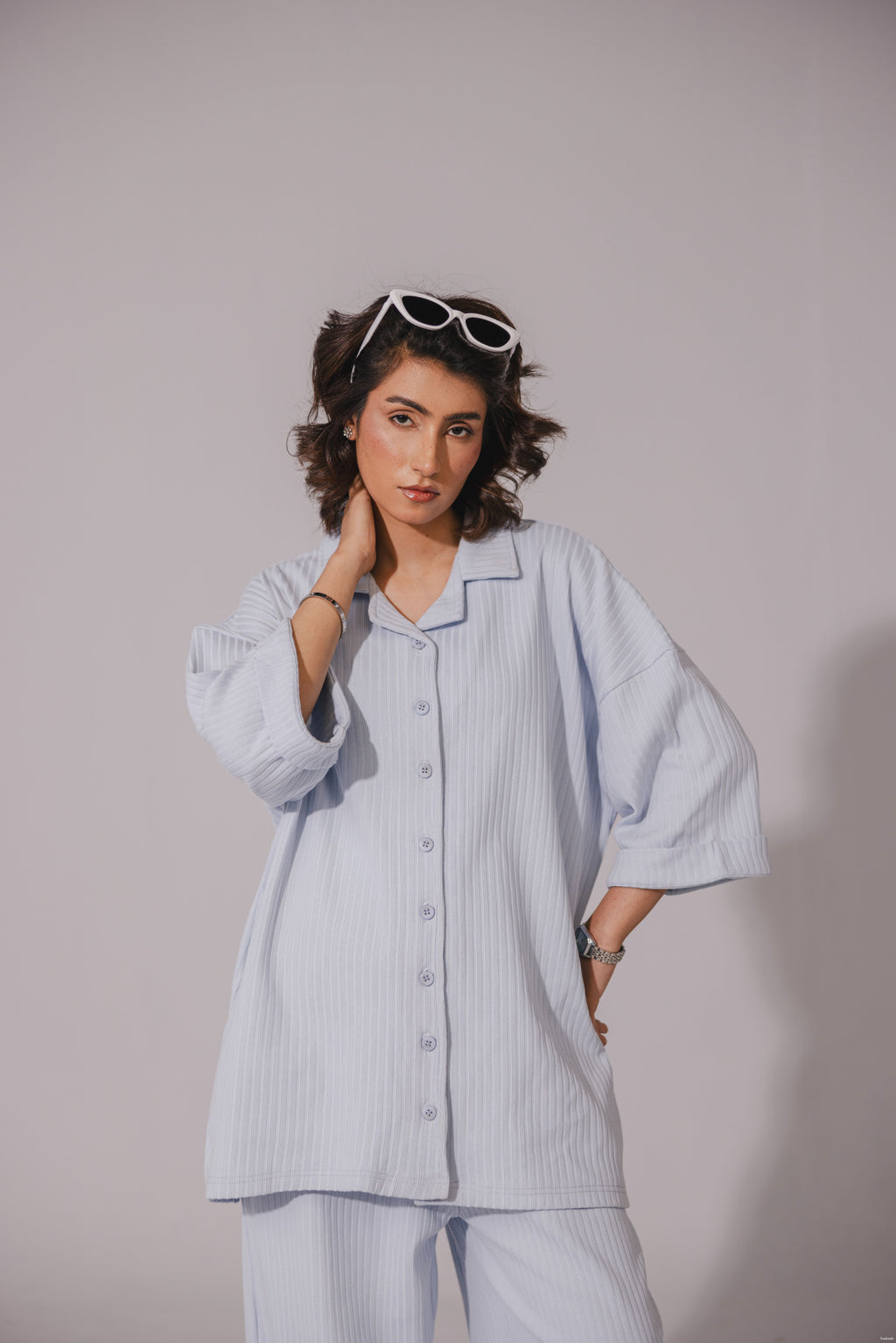 Ice Blue Drop Needle Coord Set