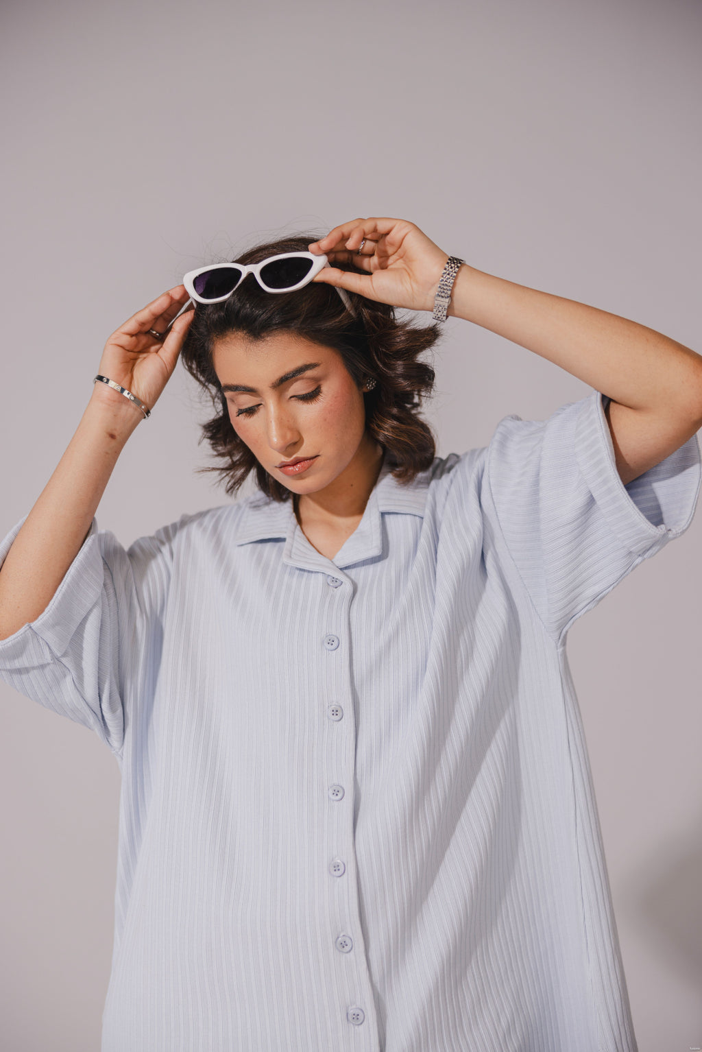 Ice Blue Drop Needle Coord Set