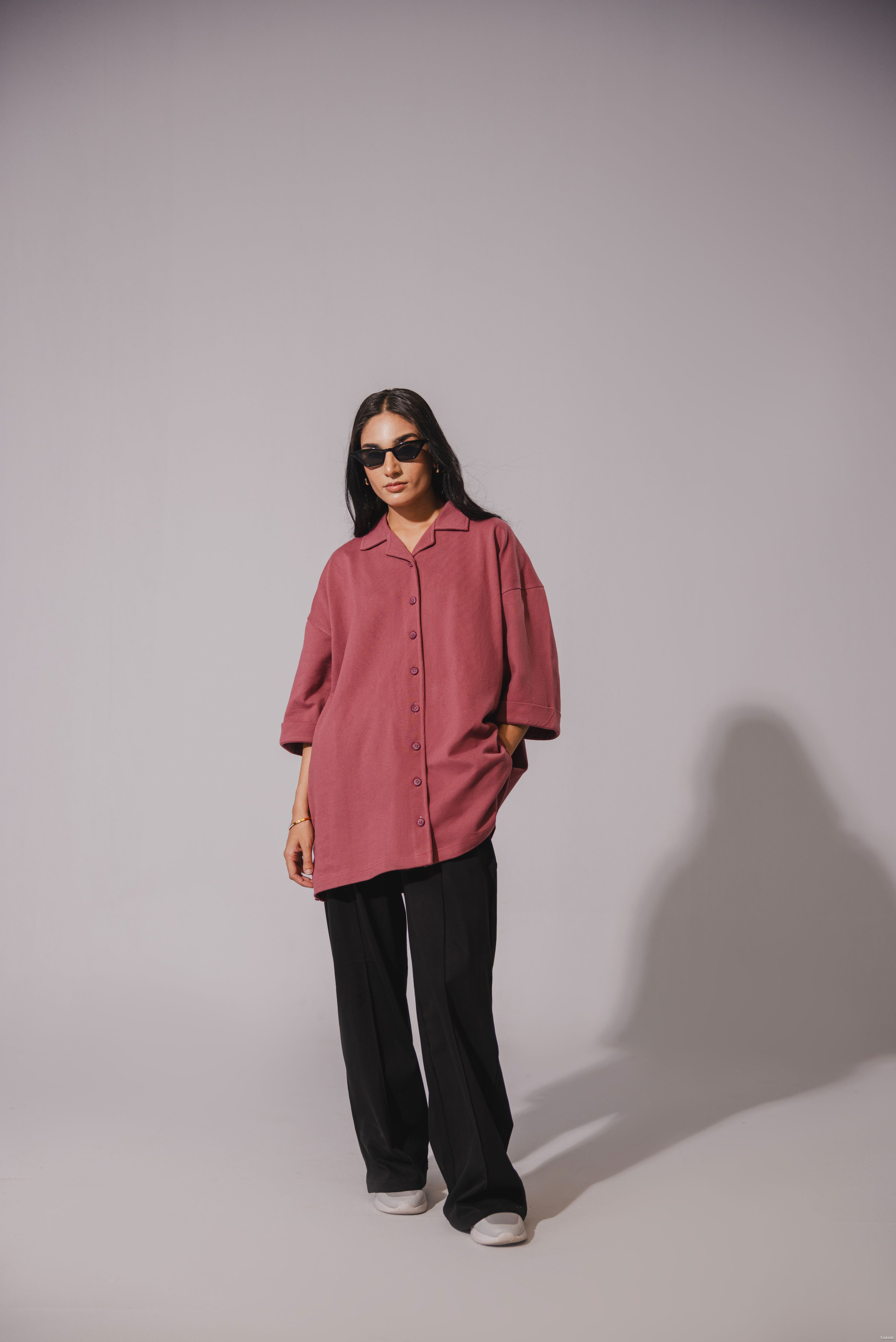 Mauve Waffle Button Down