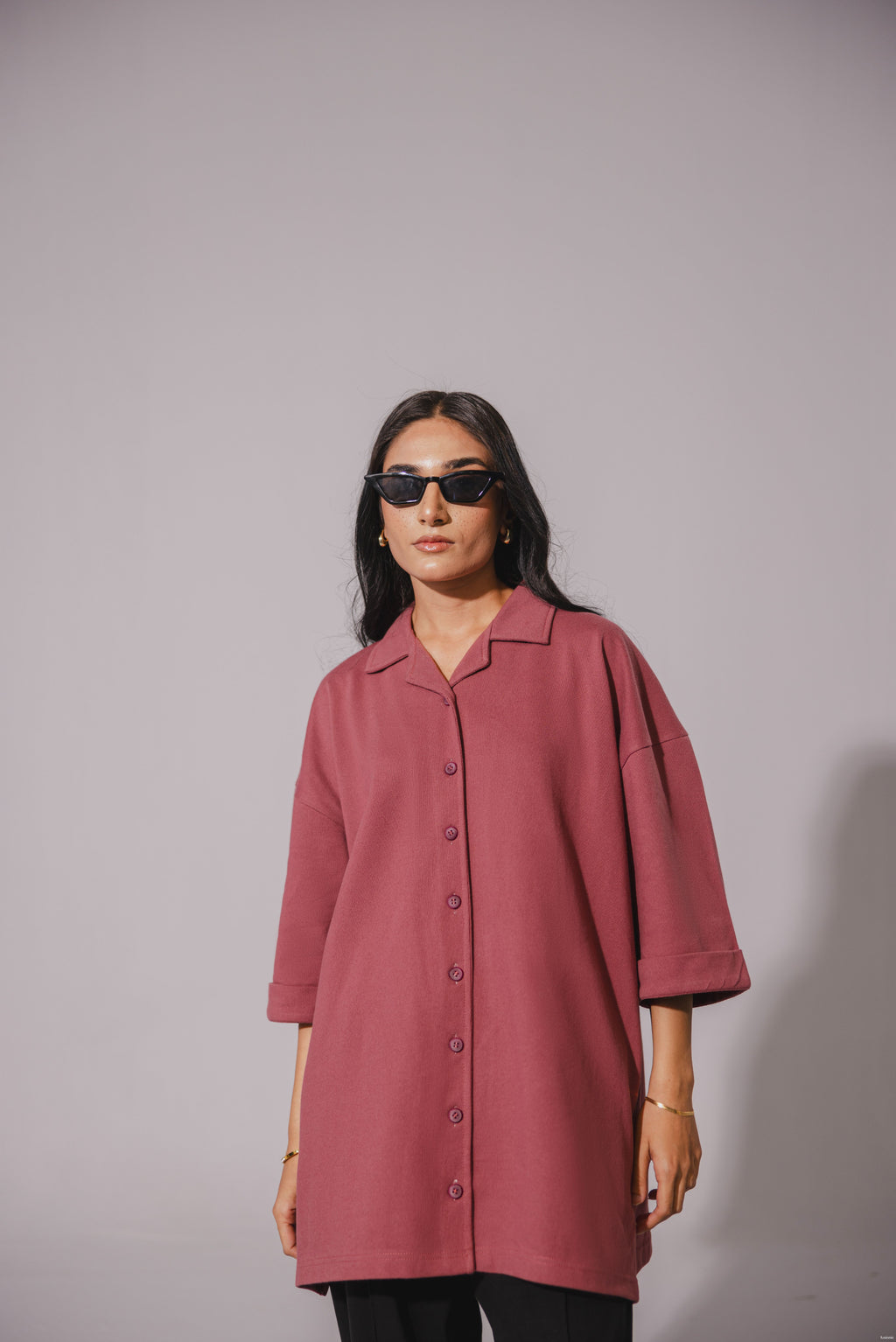 Mauve Waffle Button Down