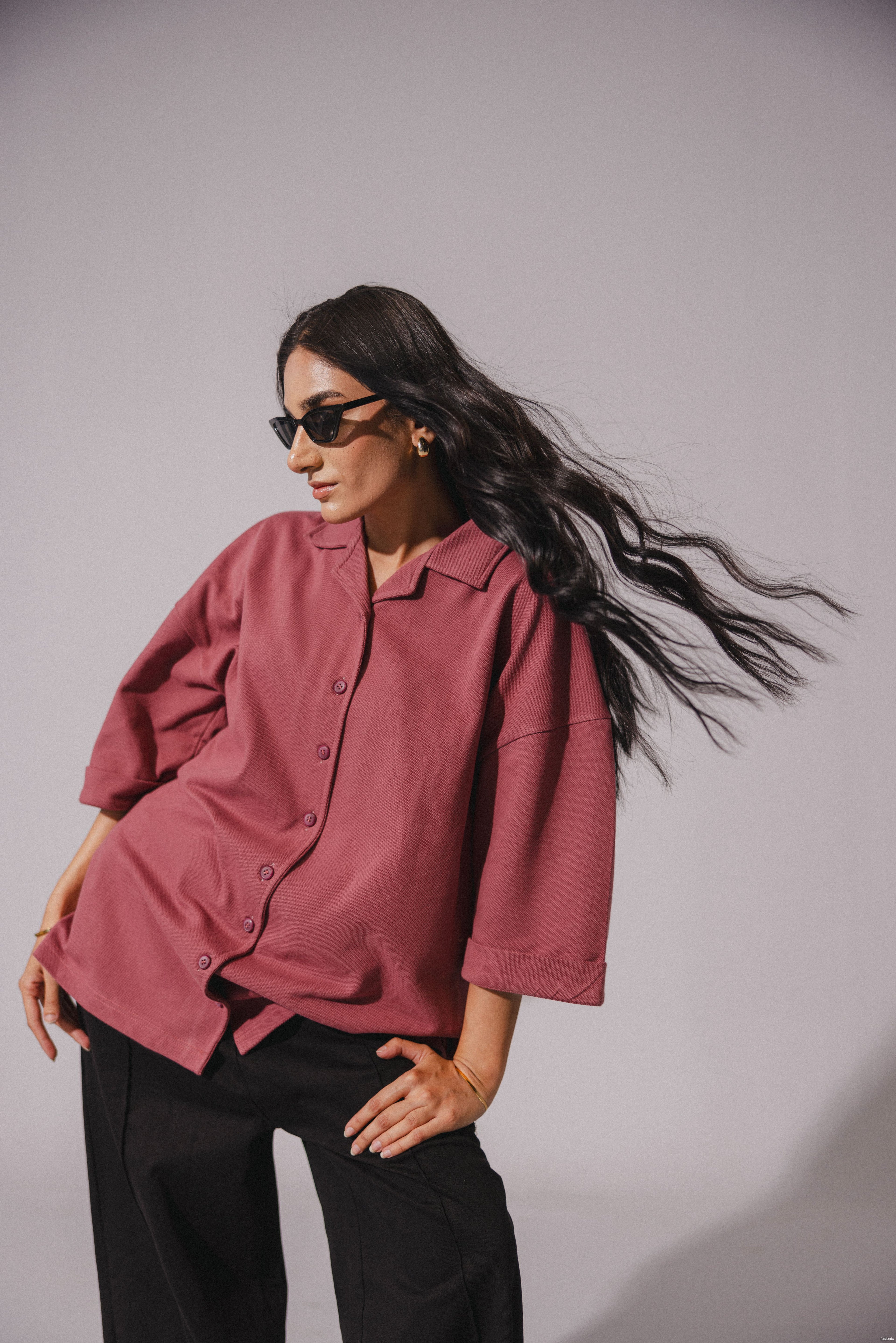 Mauve Waffle Button Down