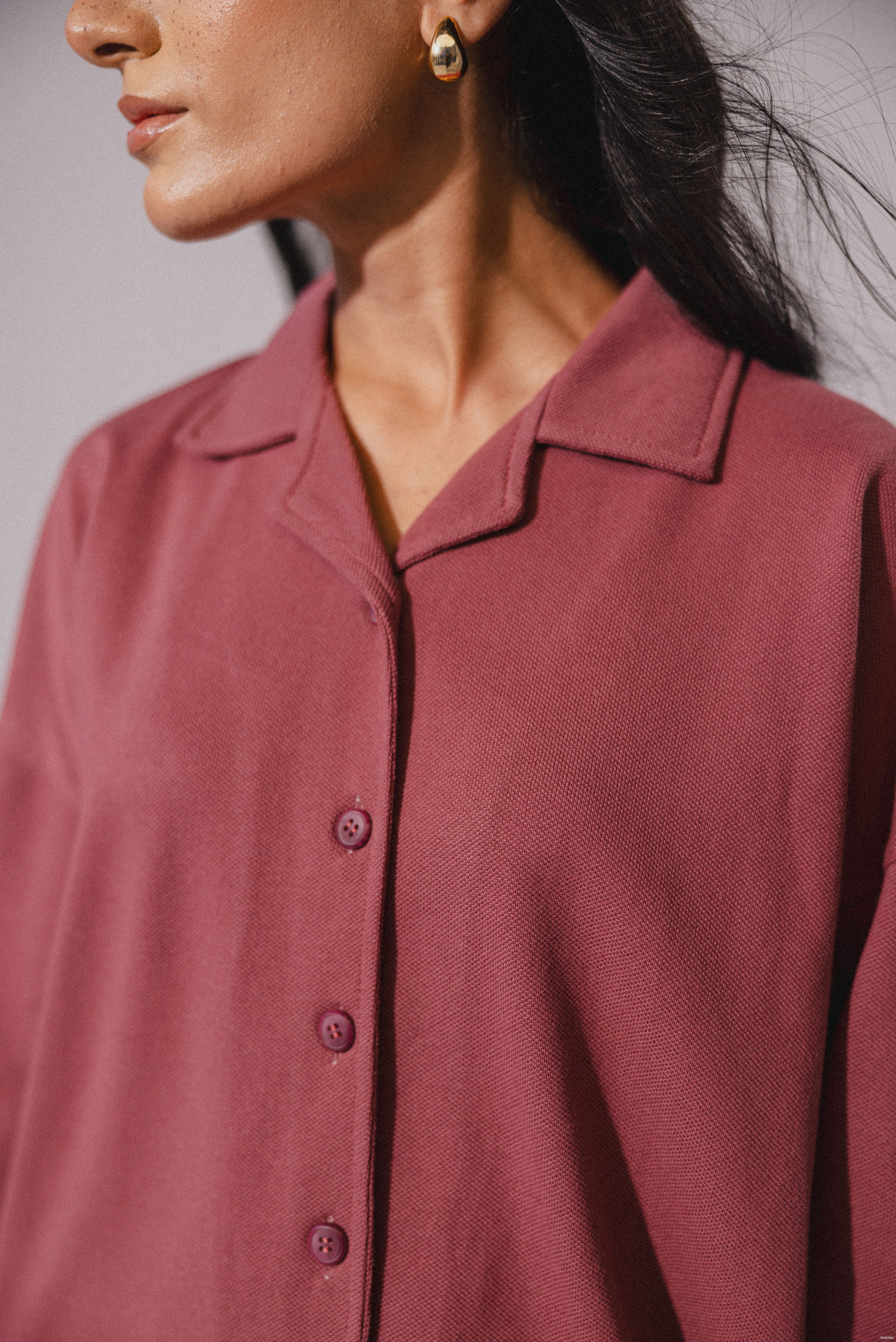 Mauve Waffle Button Down