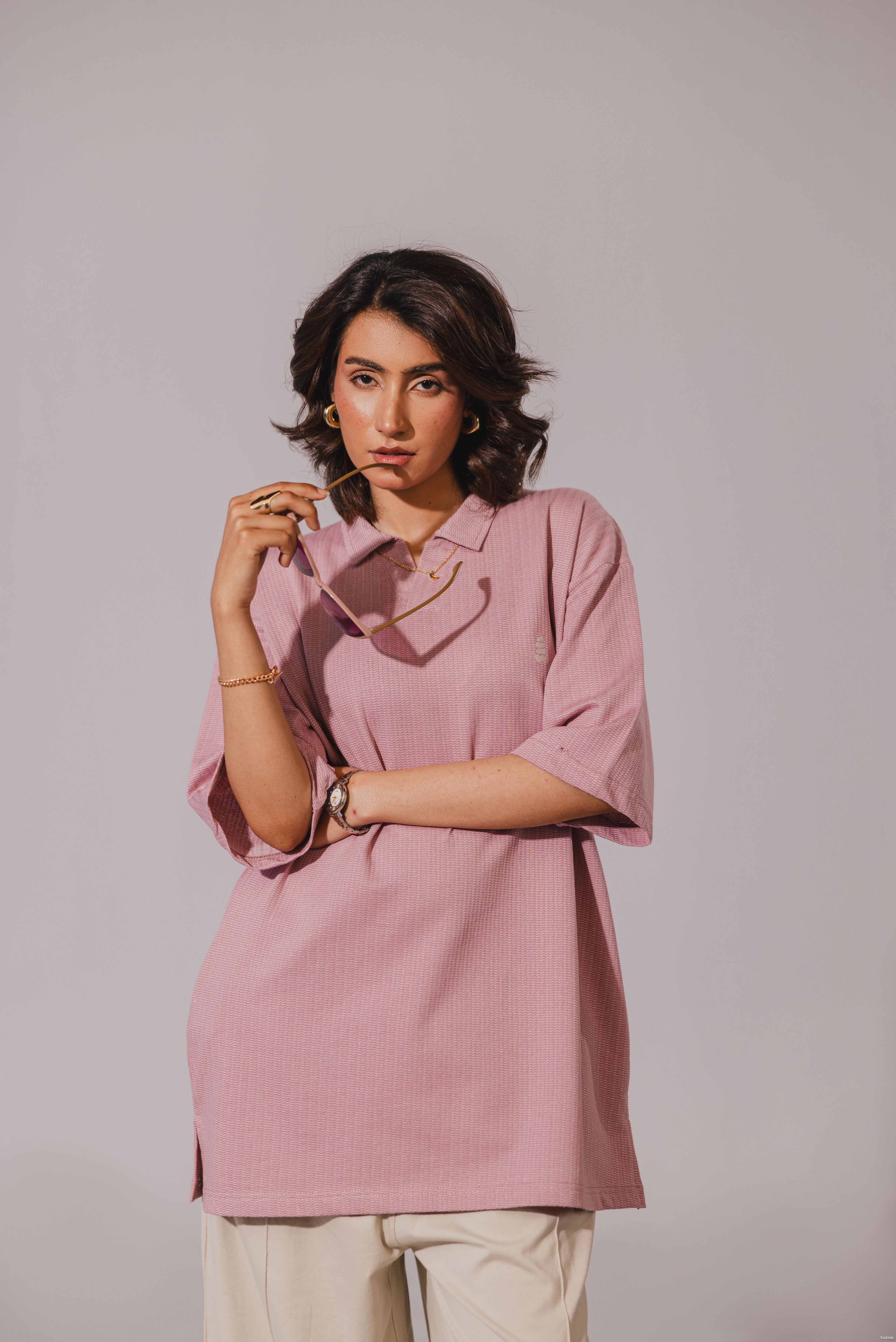 Pink Drop Needle Polo