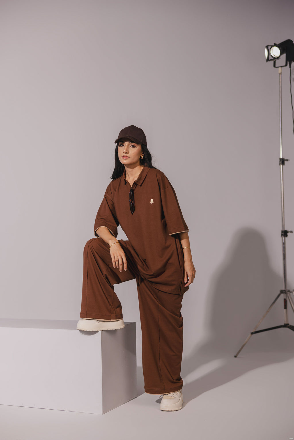 Dark Brown Zipper Coord set