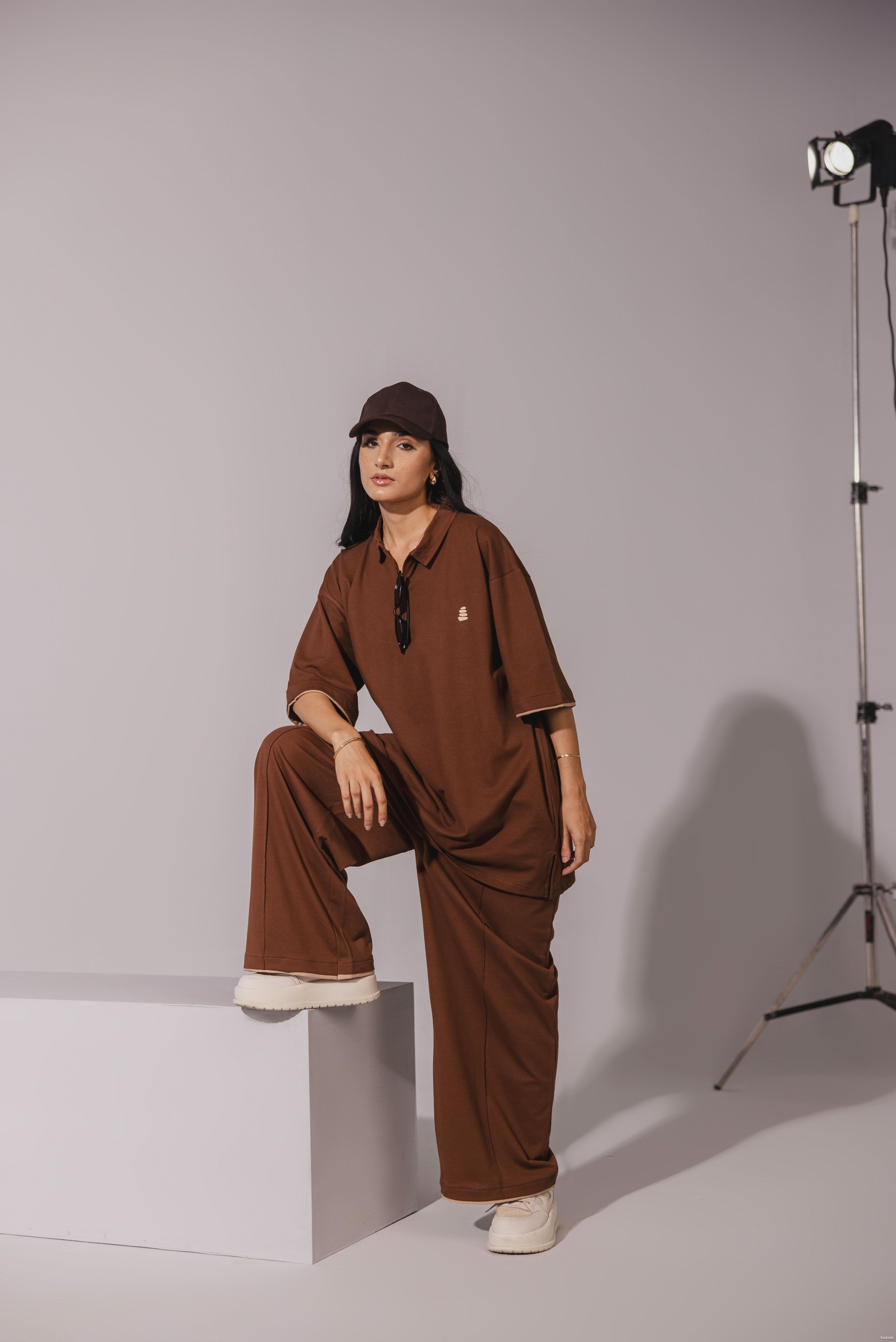 Dark Brown Zipper Coord set