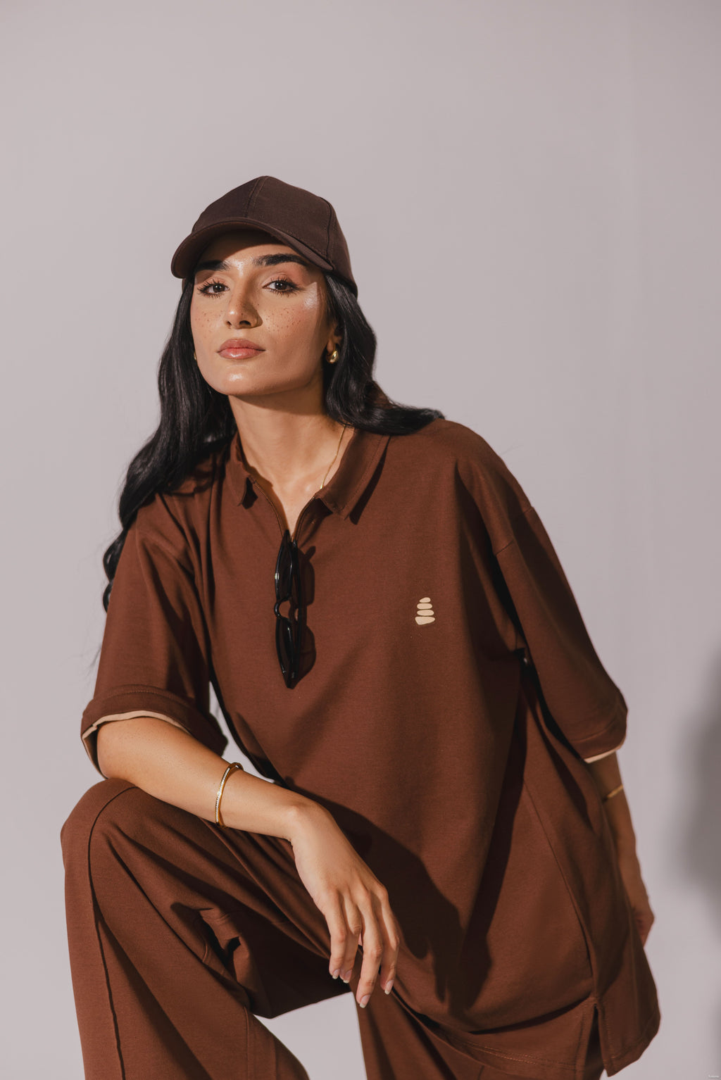 Dark Brown Zipper Coord set