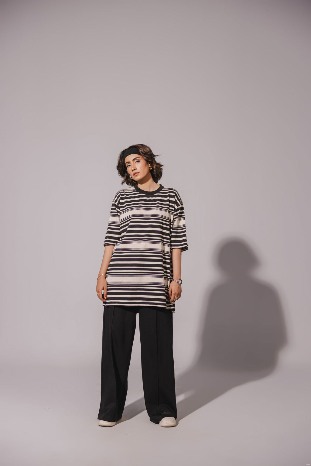 Black White Striped Tee