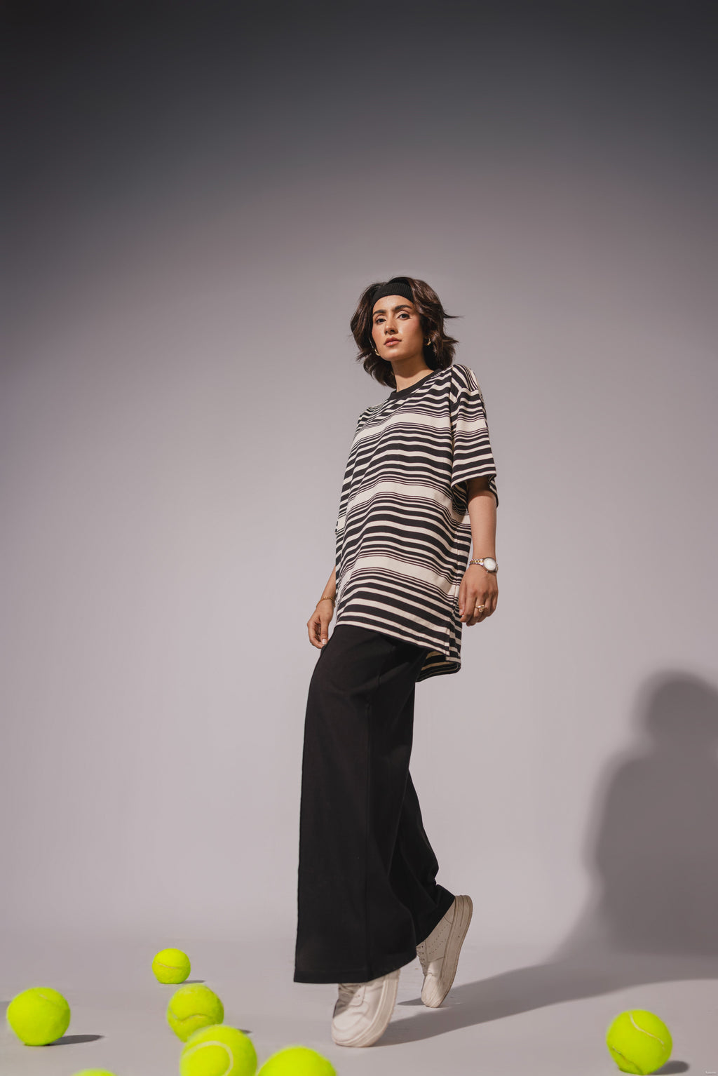 Black White Striped Tee