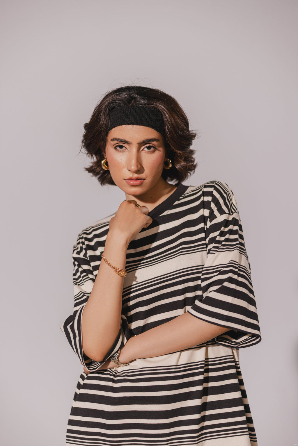 Black White Striped Tee