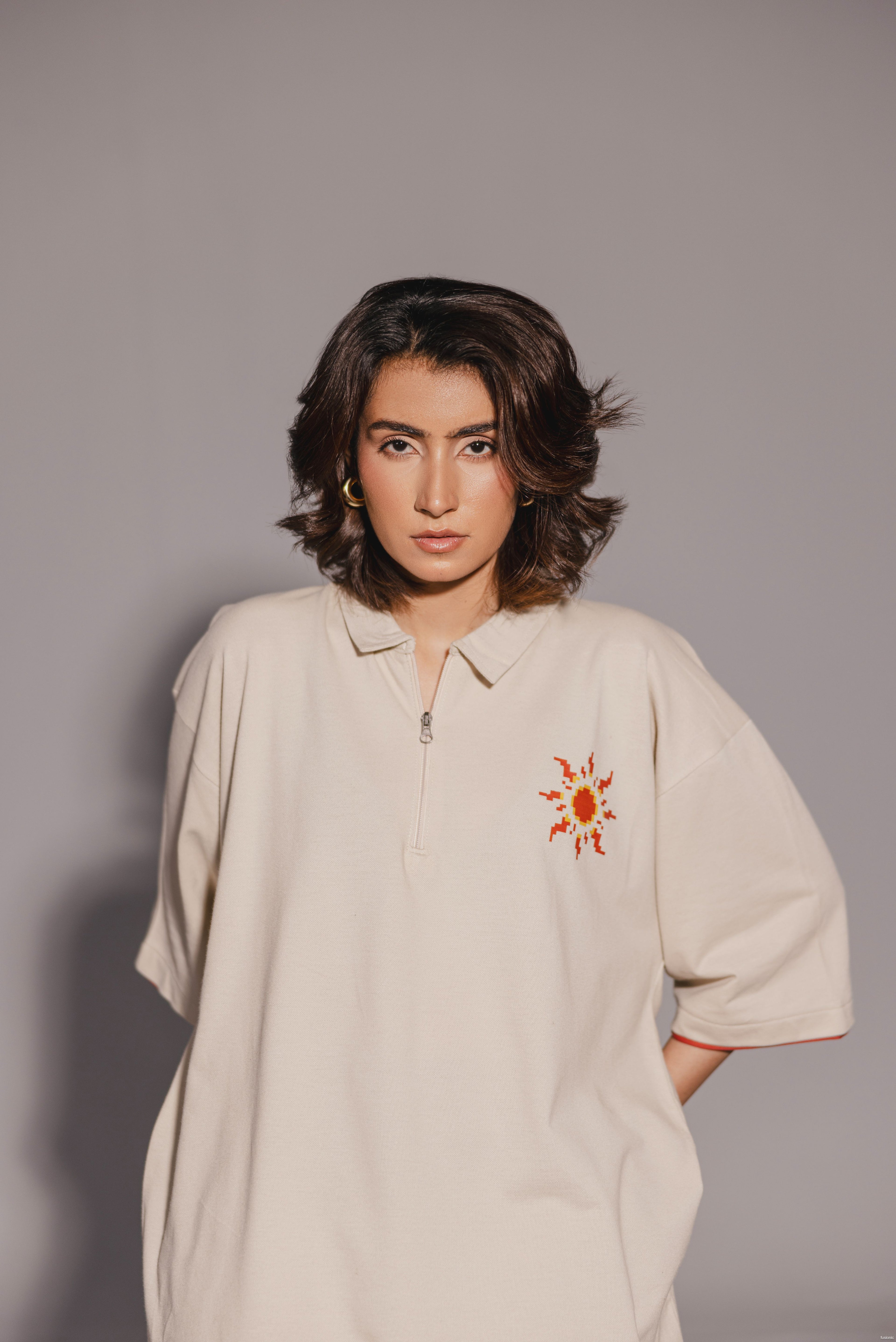 Off White Zipper Polo