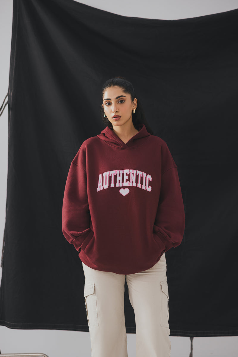 Maroon Hoodie Top