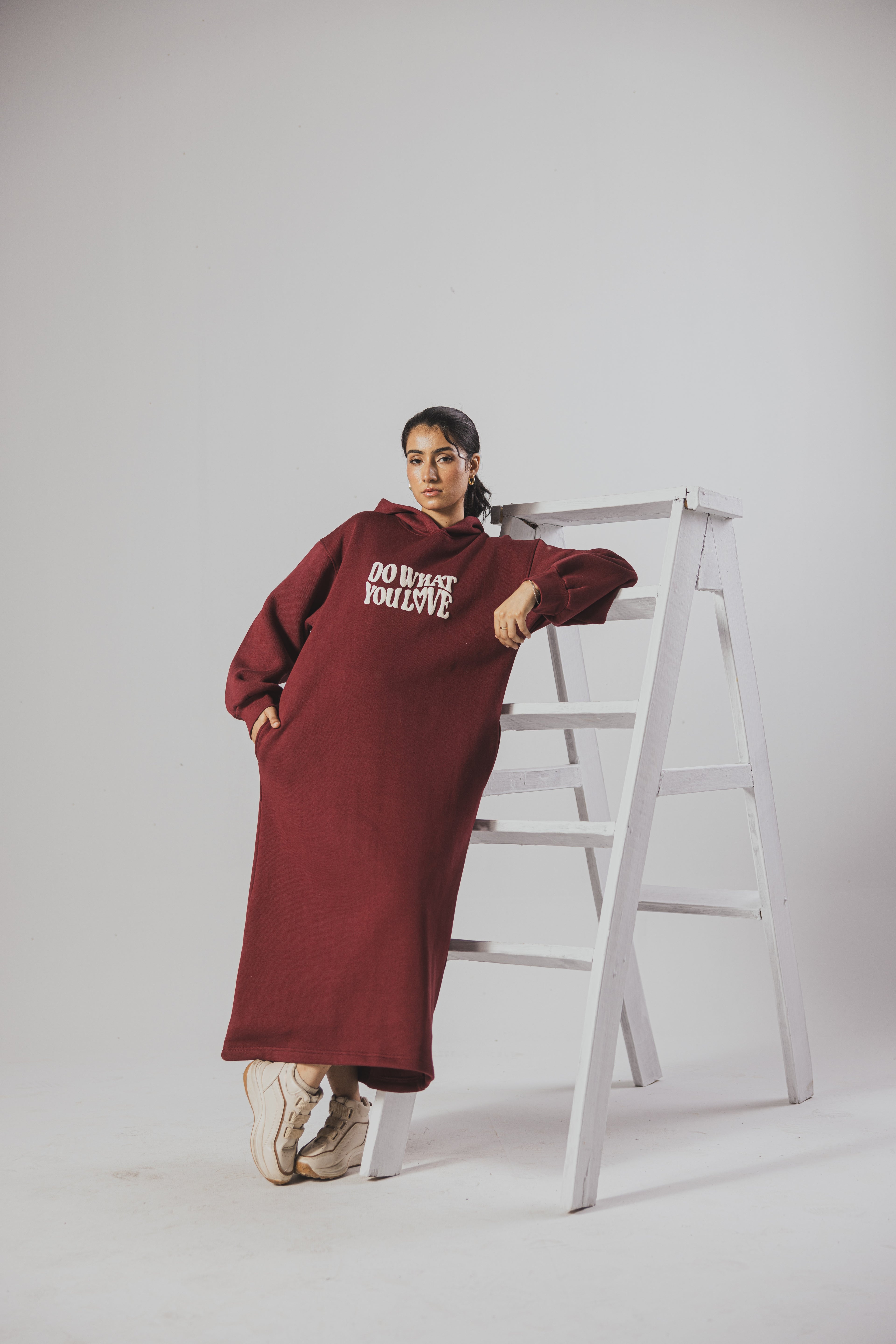 Crimson Hoodie Dress –