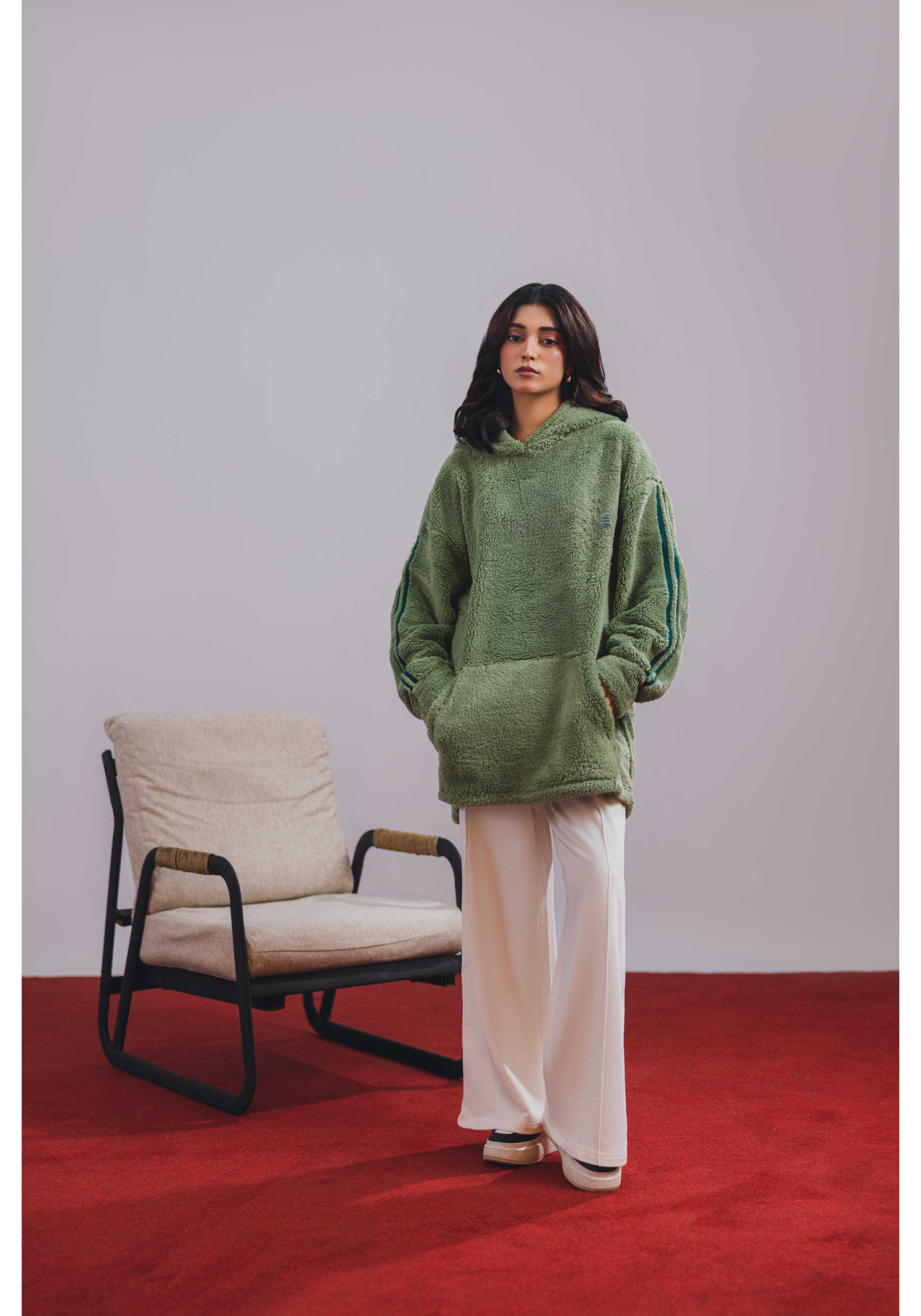 Sage Green Sherpa Hoodie