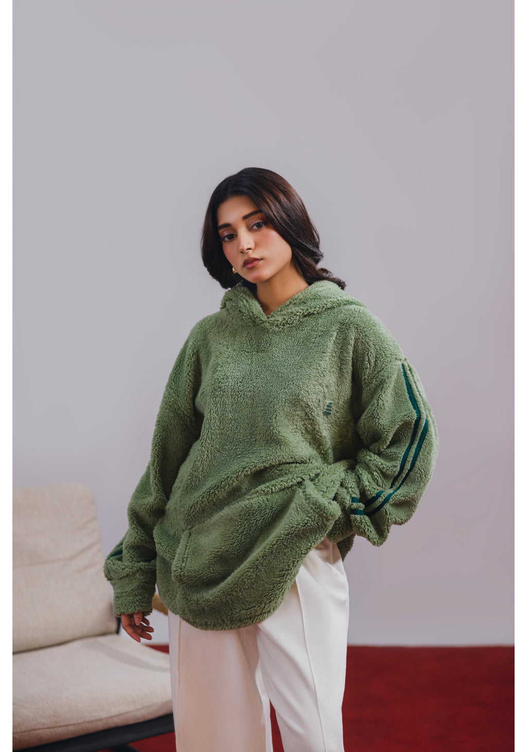 Sage Green Sherpa Hoodie