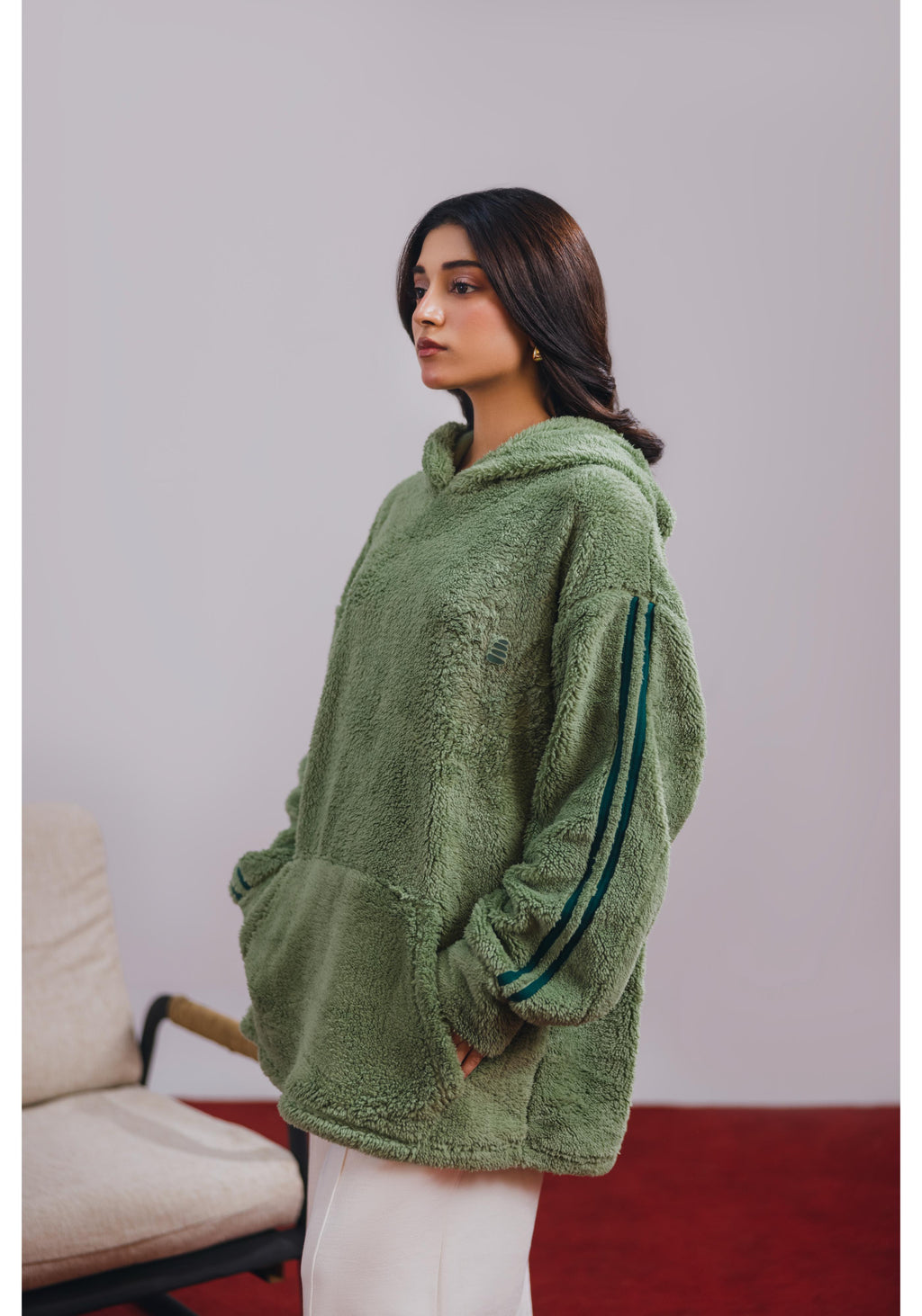 Sage Green Sherpa Hoodie