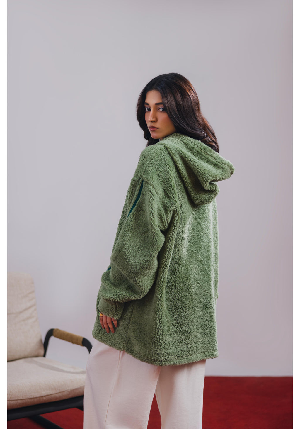 Sage Green Sherpa Hoodie
