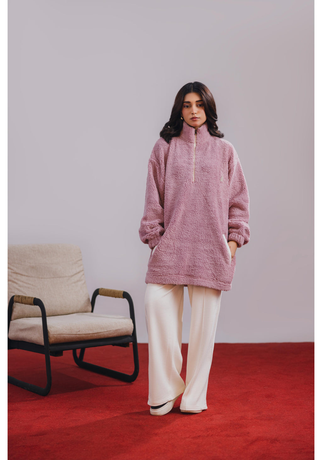 Pink Sherpa Pullover