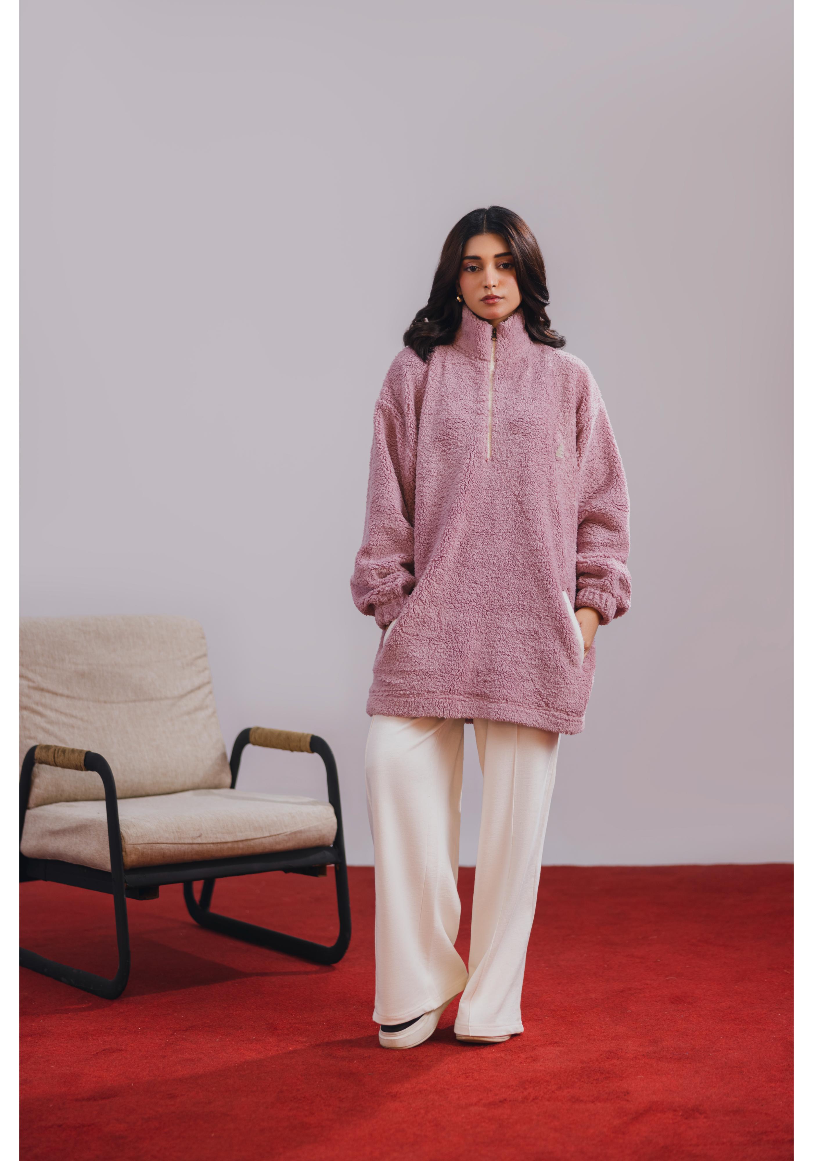 Pink Sherpa Pullover