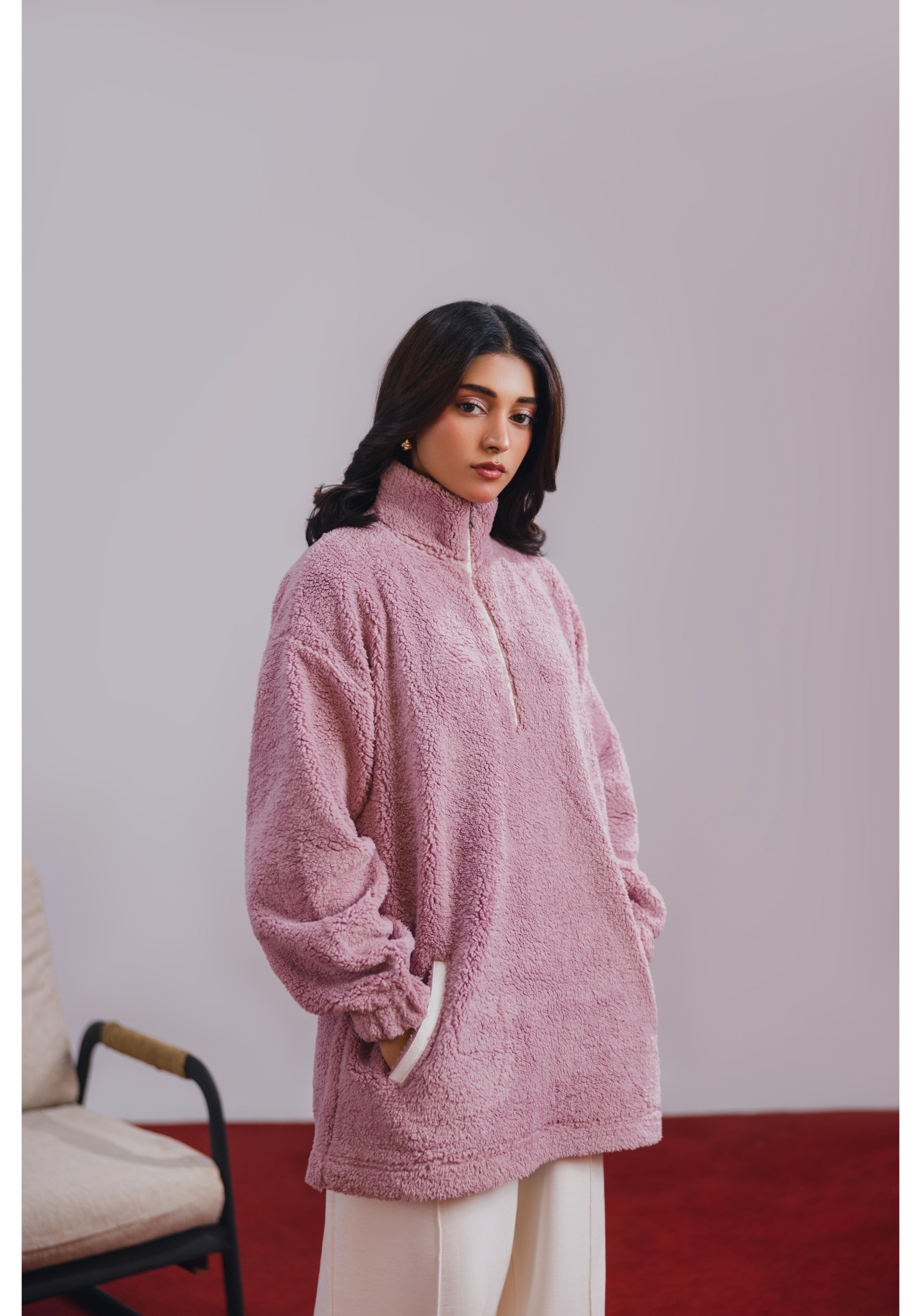 Pink Sherpa Pullover