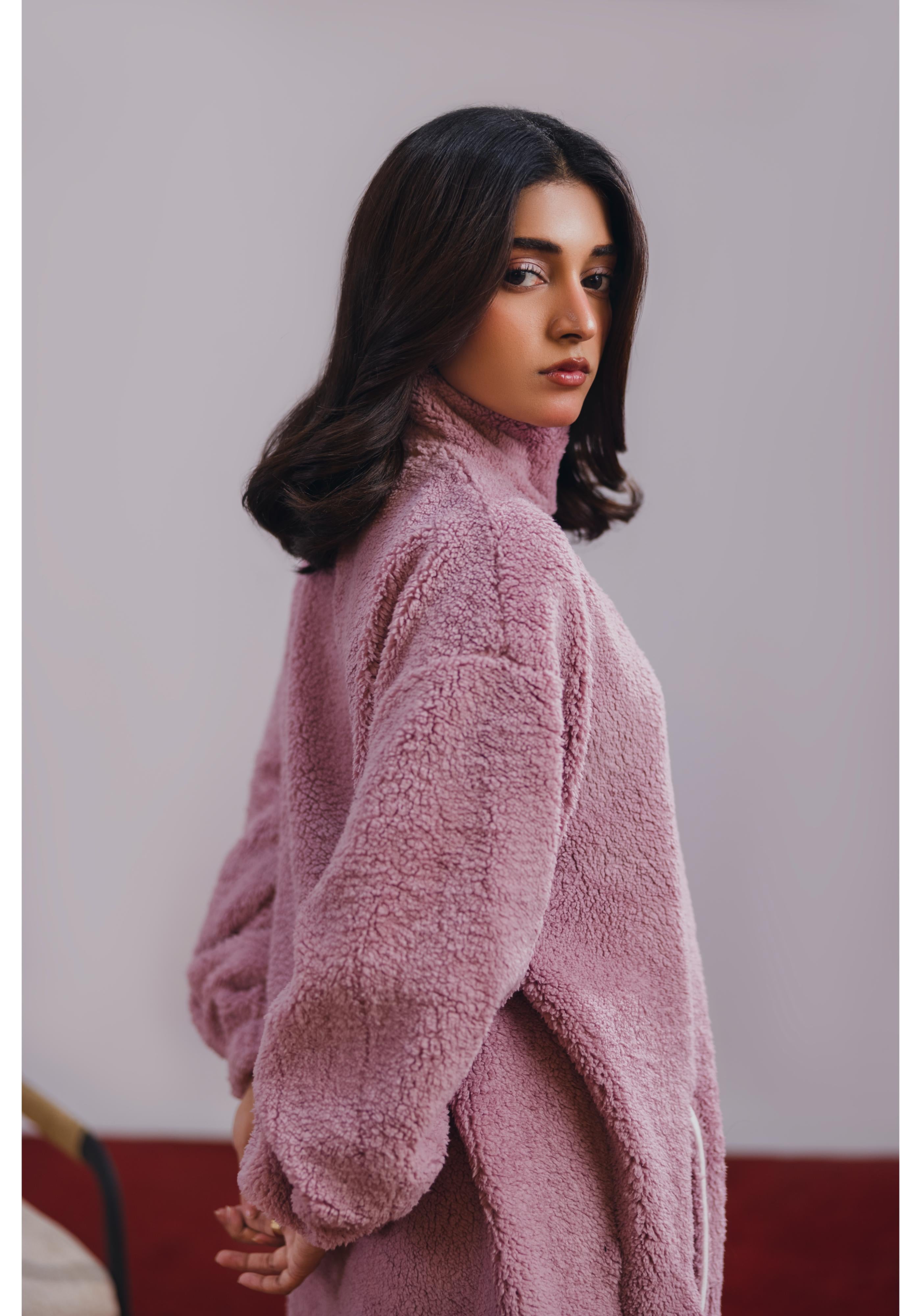 Pink Sherpa Pullover