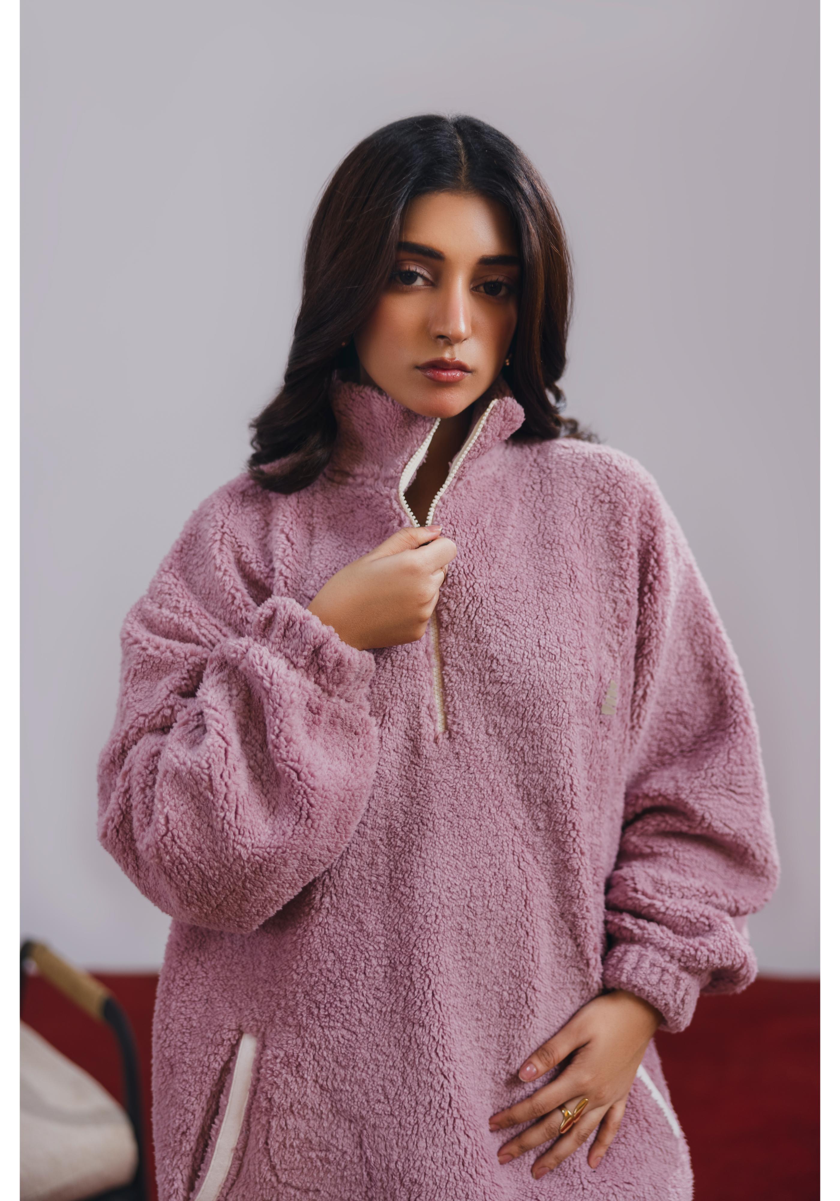 Pink Sherpa Pullover