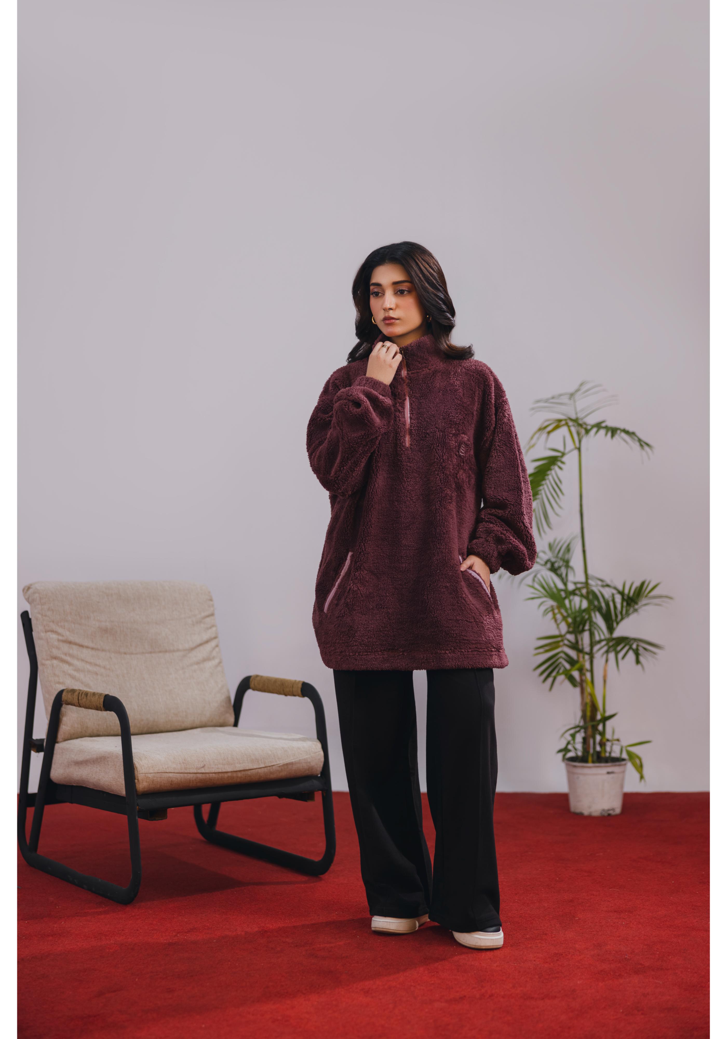 Plum Sherpa Pullover