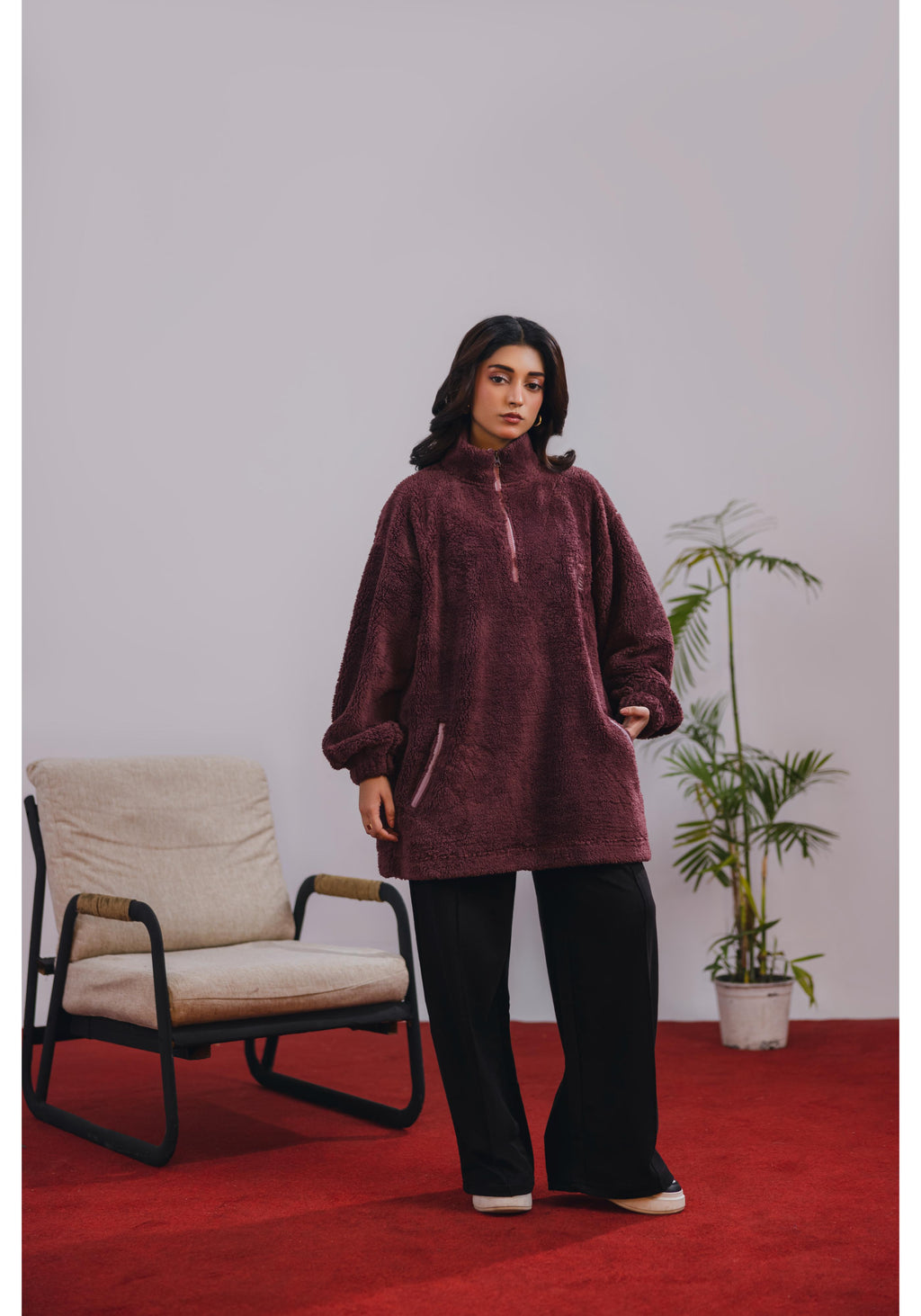 Plum Sherpa Pullover
