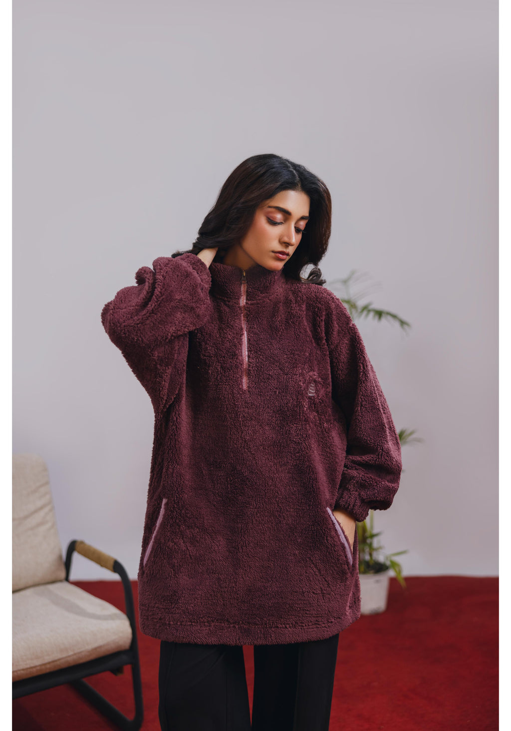 Plum Sherpa Pullover