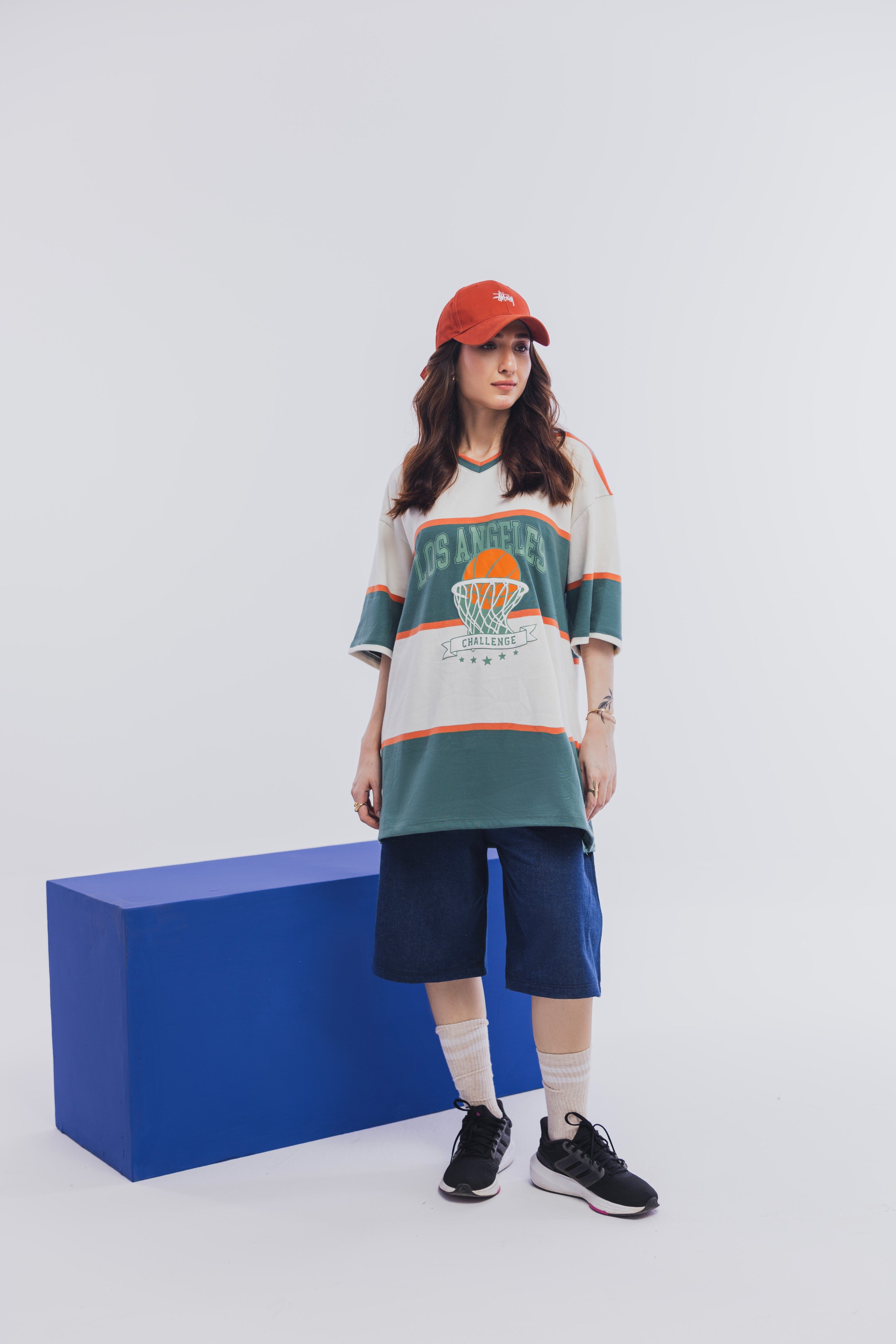 Green Orange Varsity Tee