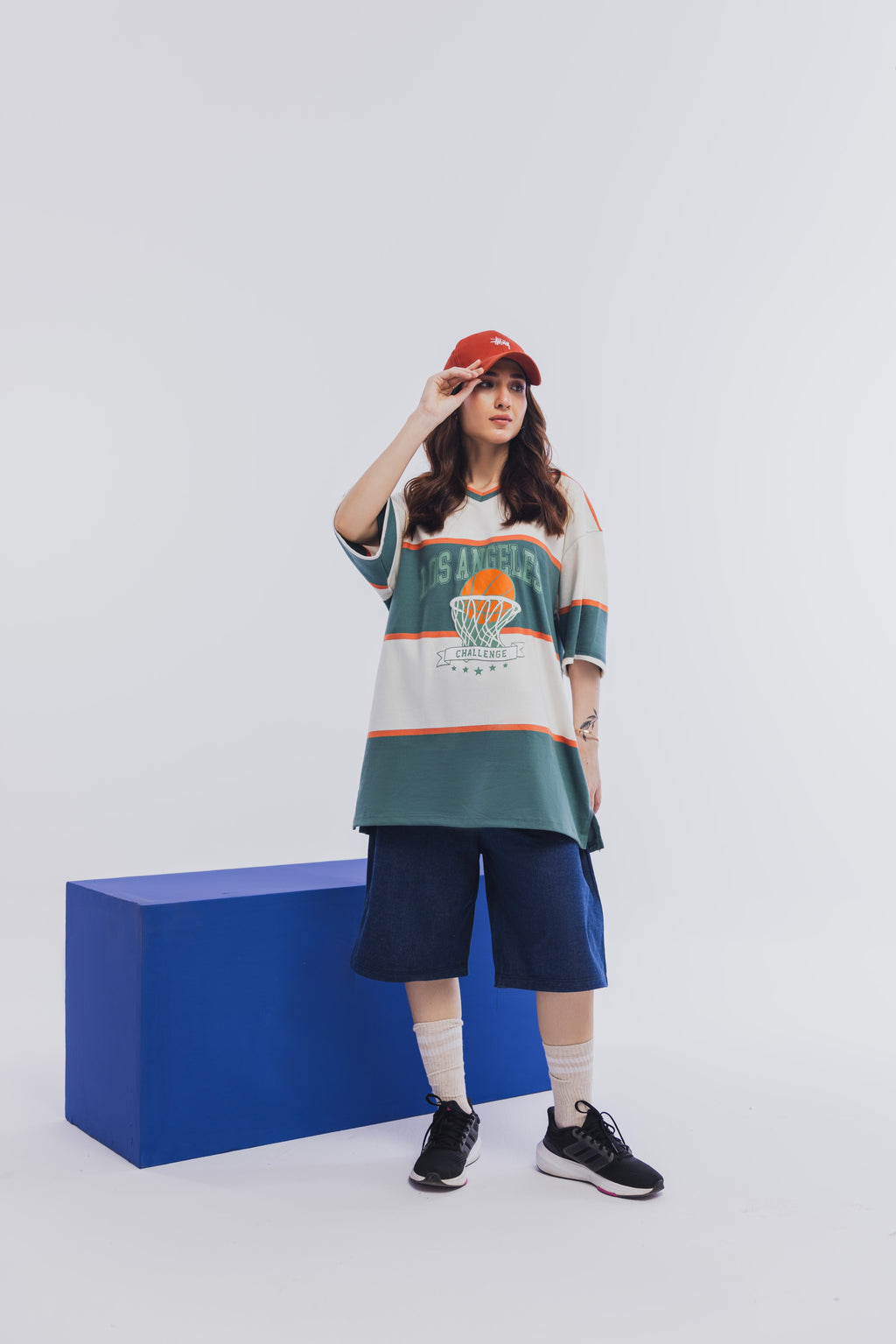 Green Orange Varsity Tee