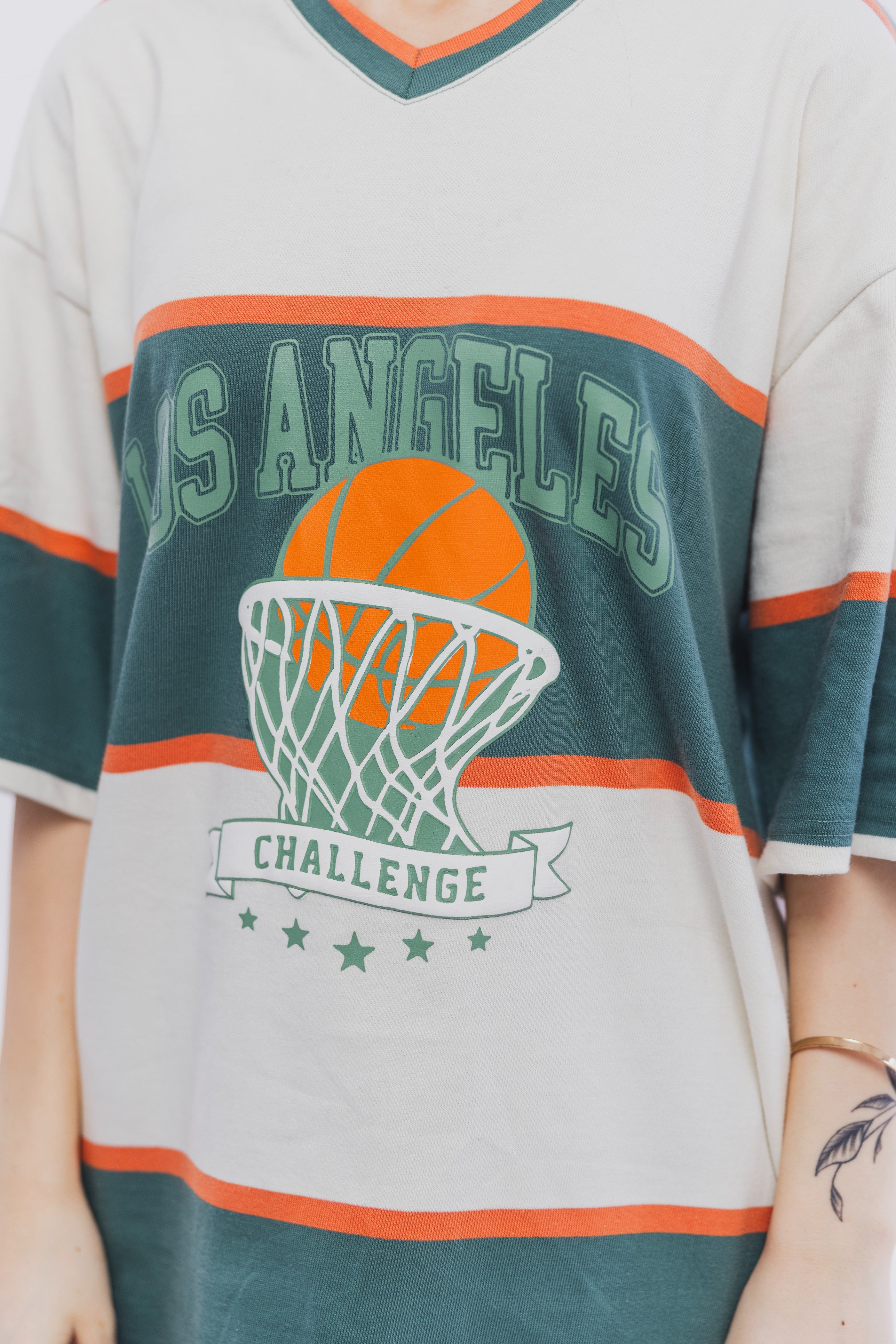 Green Orange Varsity Tee