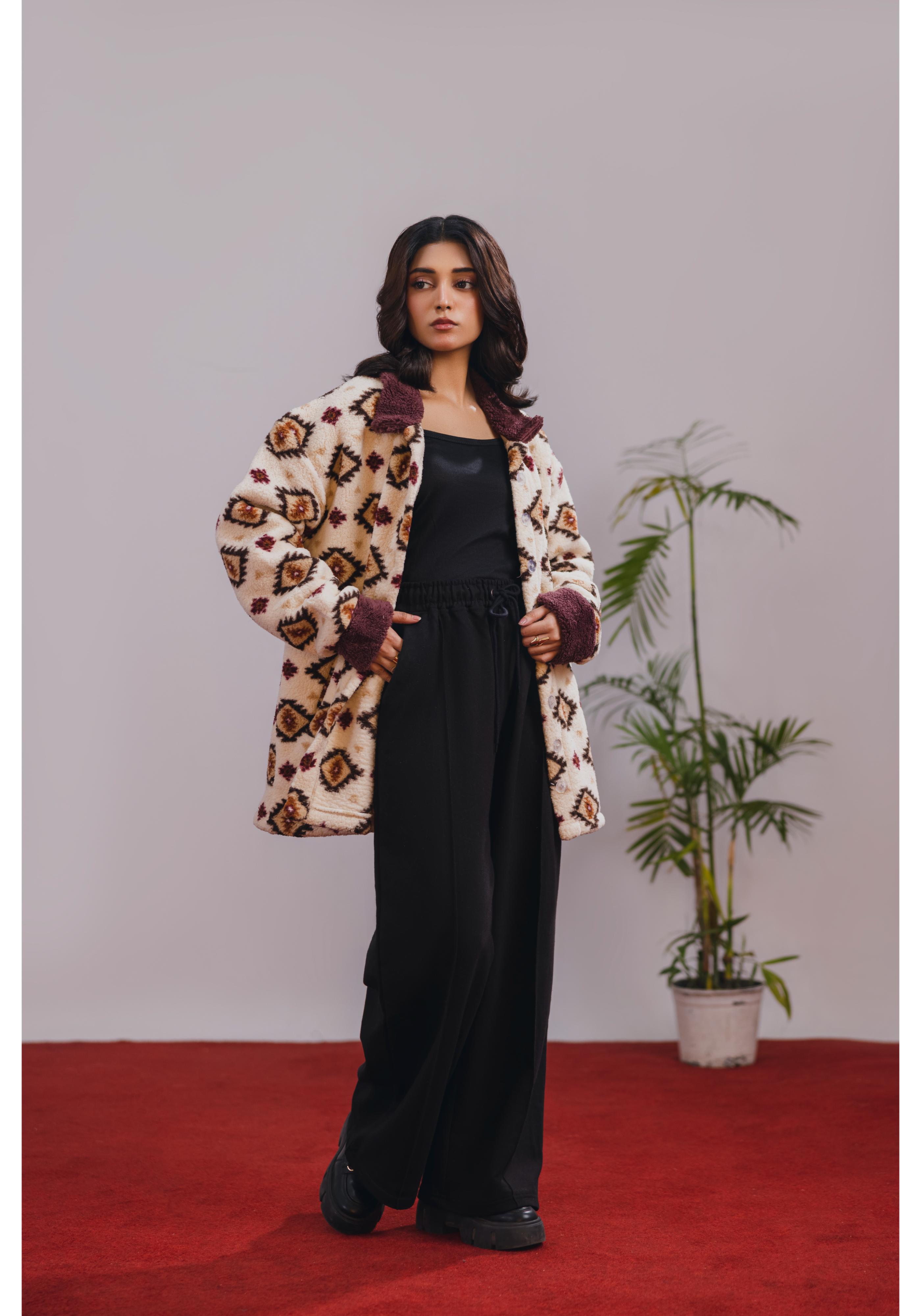 Printed Sherpa Shacket