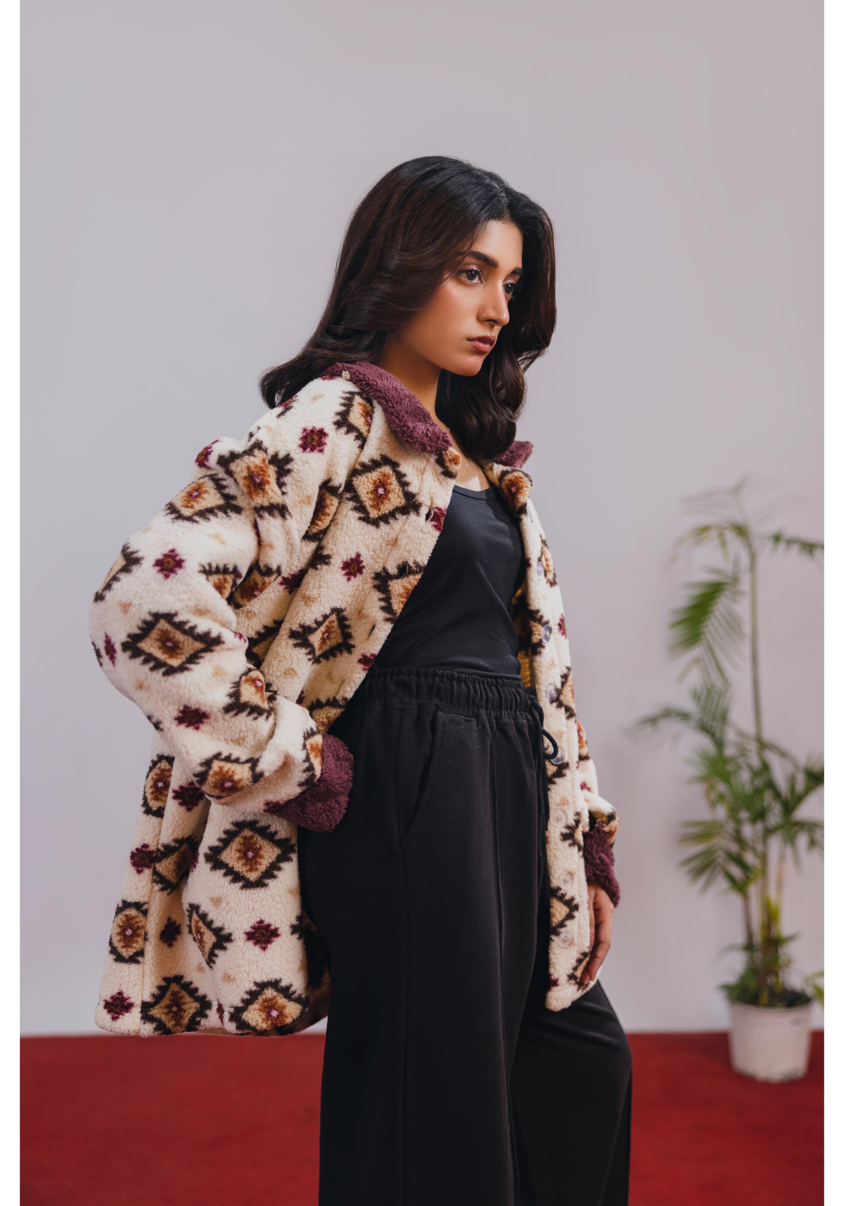 Printed Sherpa Shacket