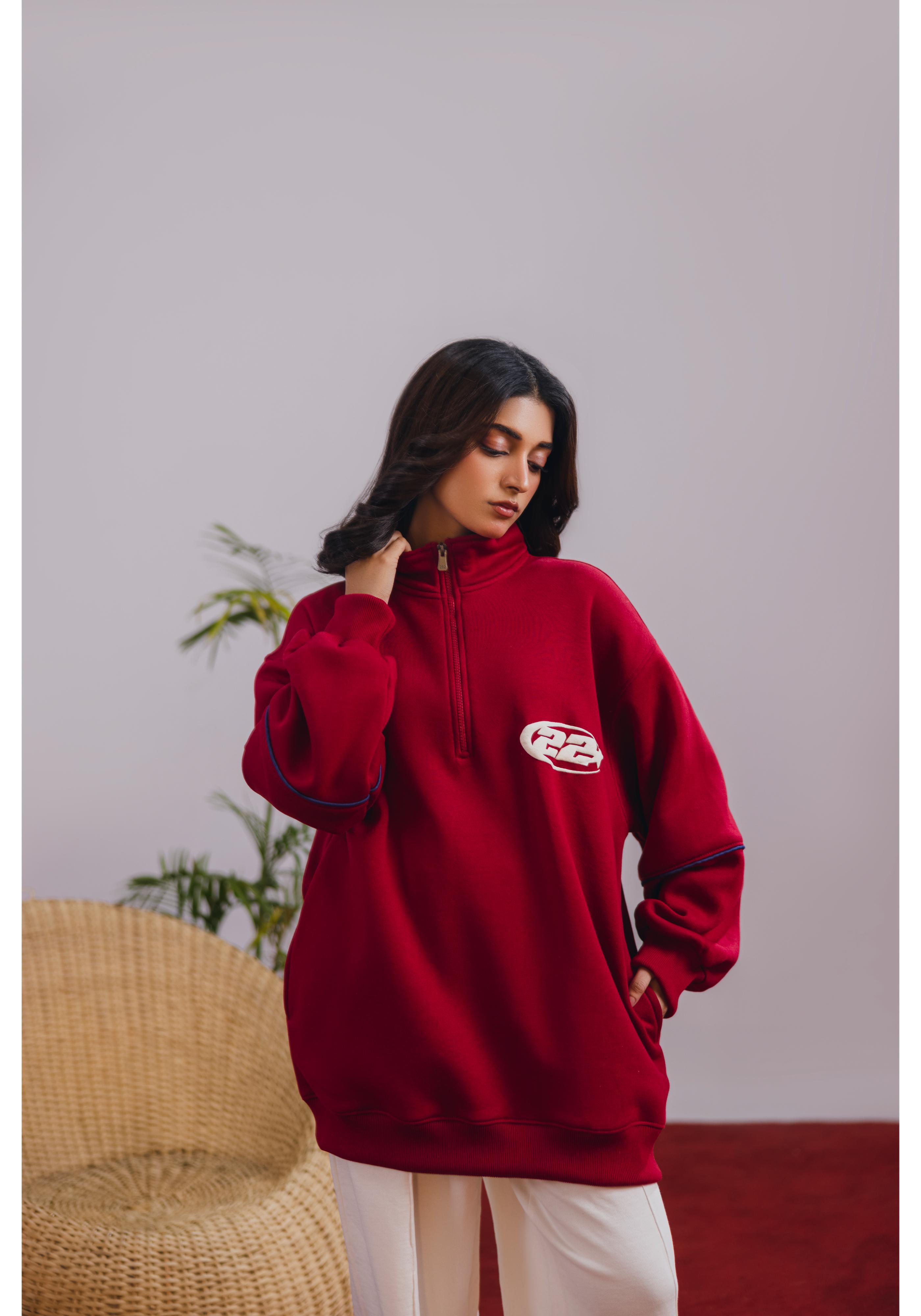 Red Zipper Pullover