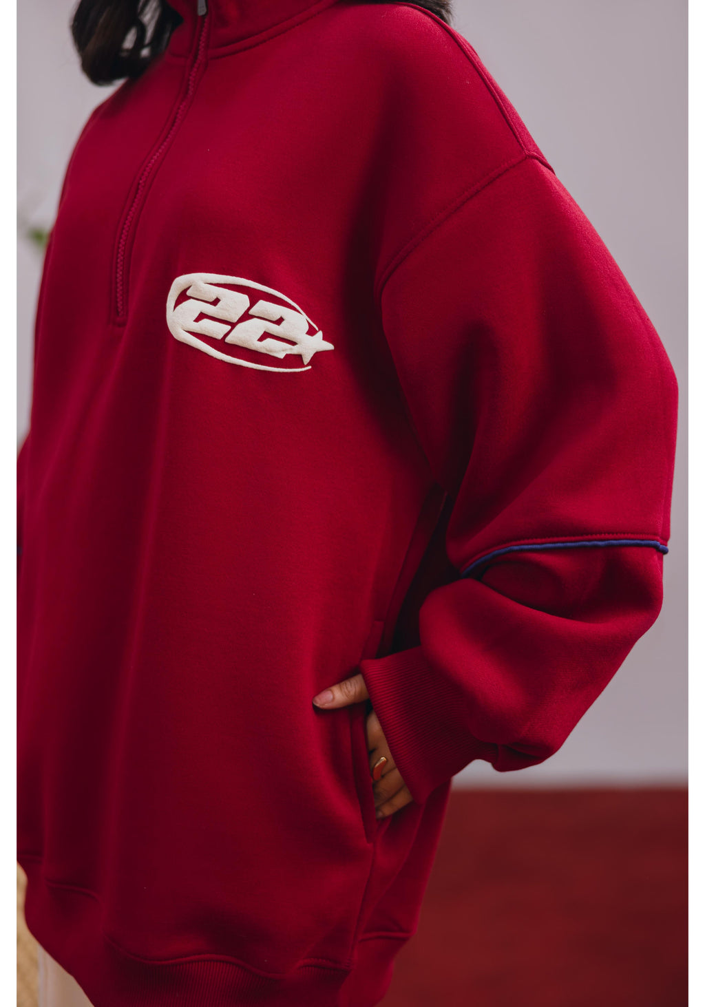 Red Zipper Pullover