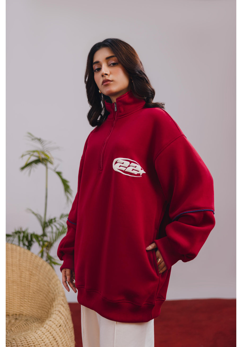 Red Zipper Pullover