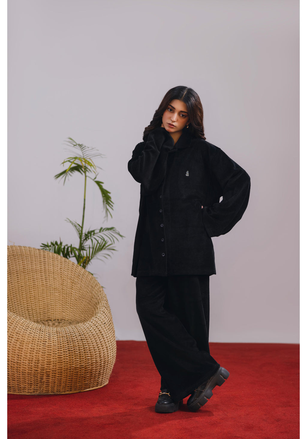 Black Corduroy Coord Set