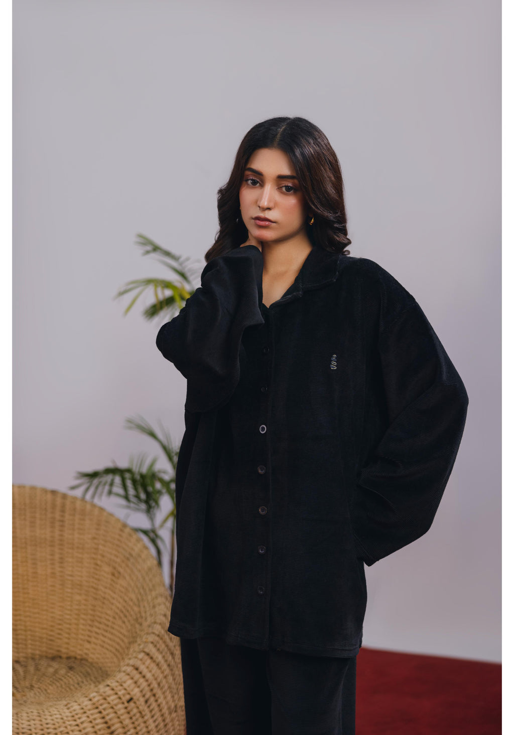 Black Corduroy Coord Set