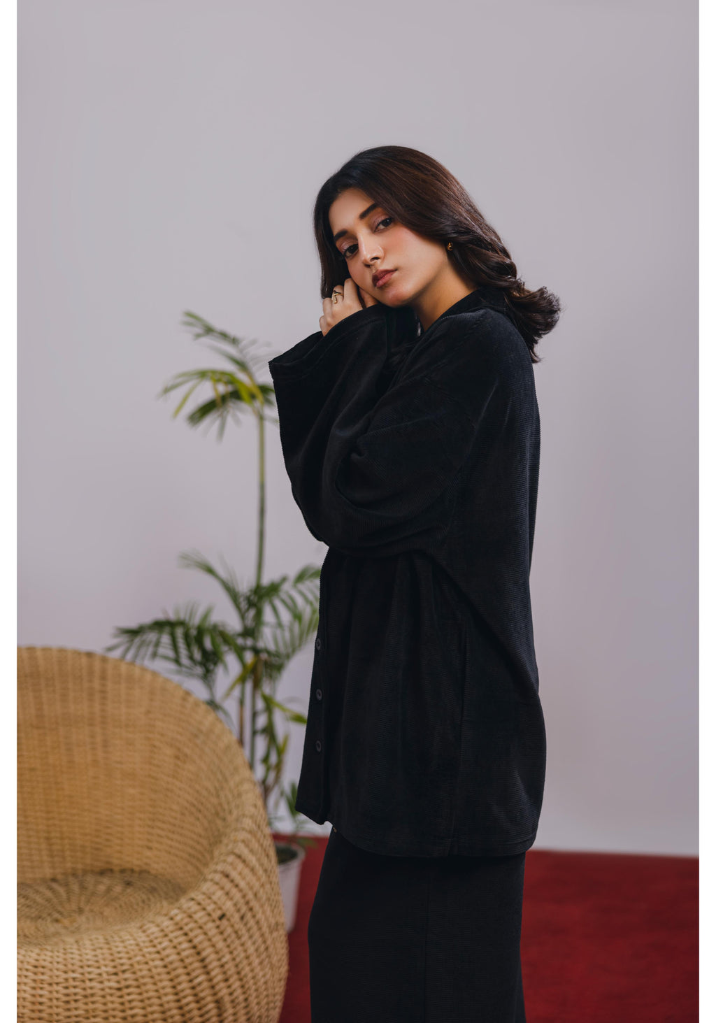 Black Corduroy Coord Set