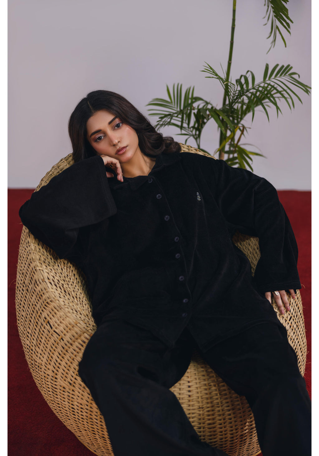 Black Corduroy Coord Set