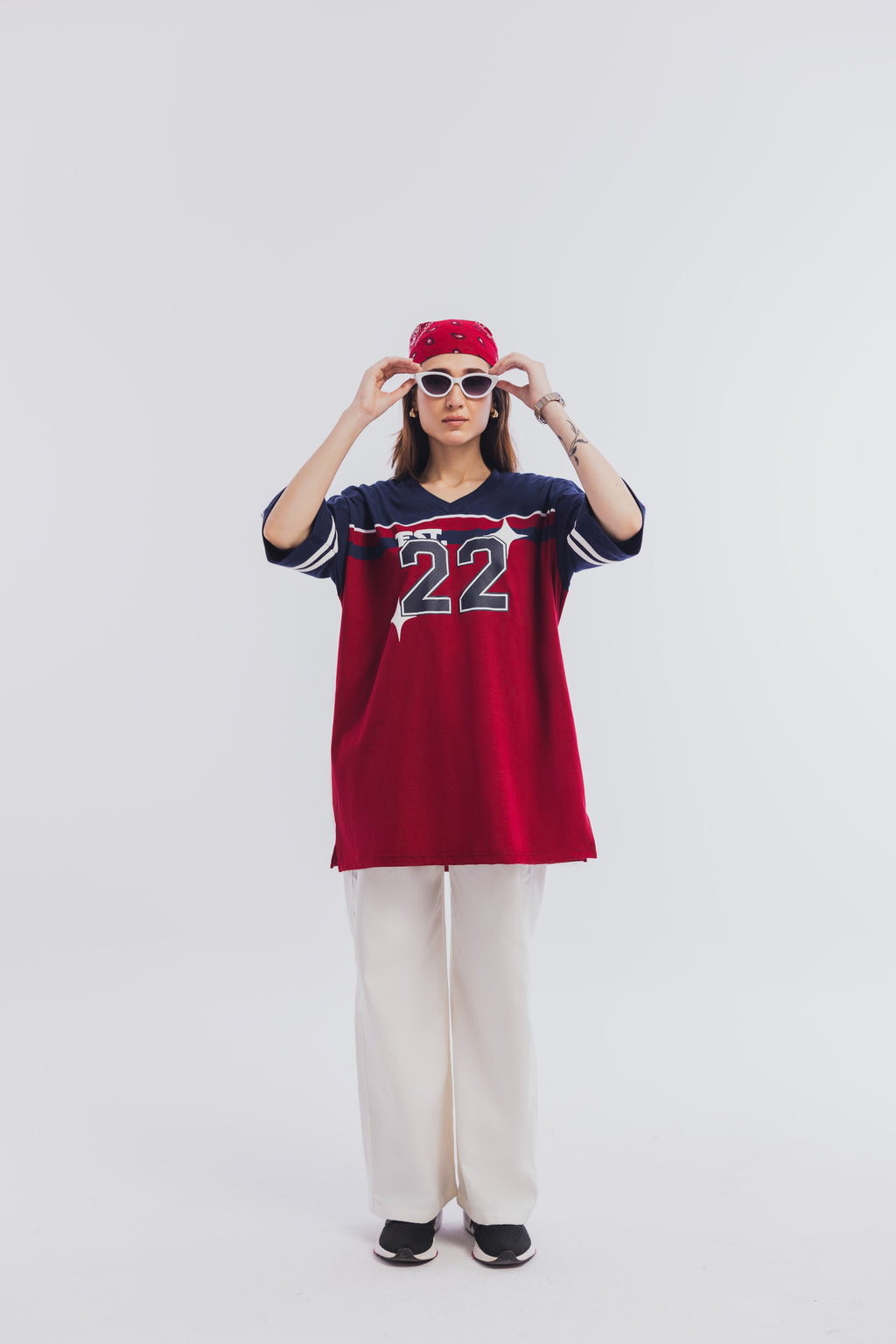 Blue Maroon Varsity Striped Tee