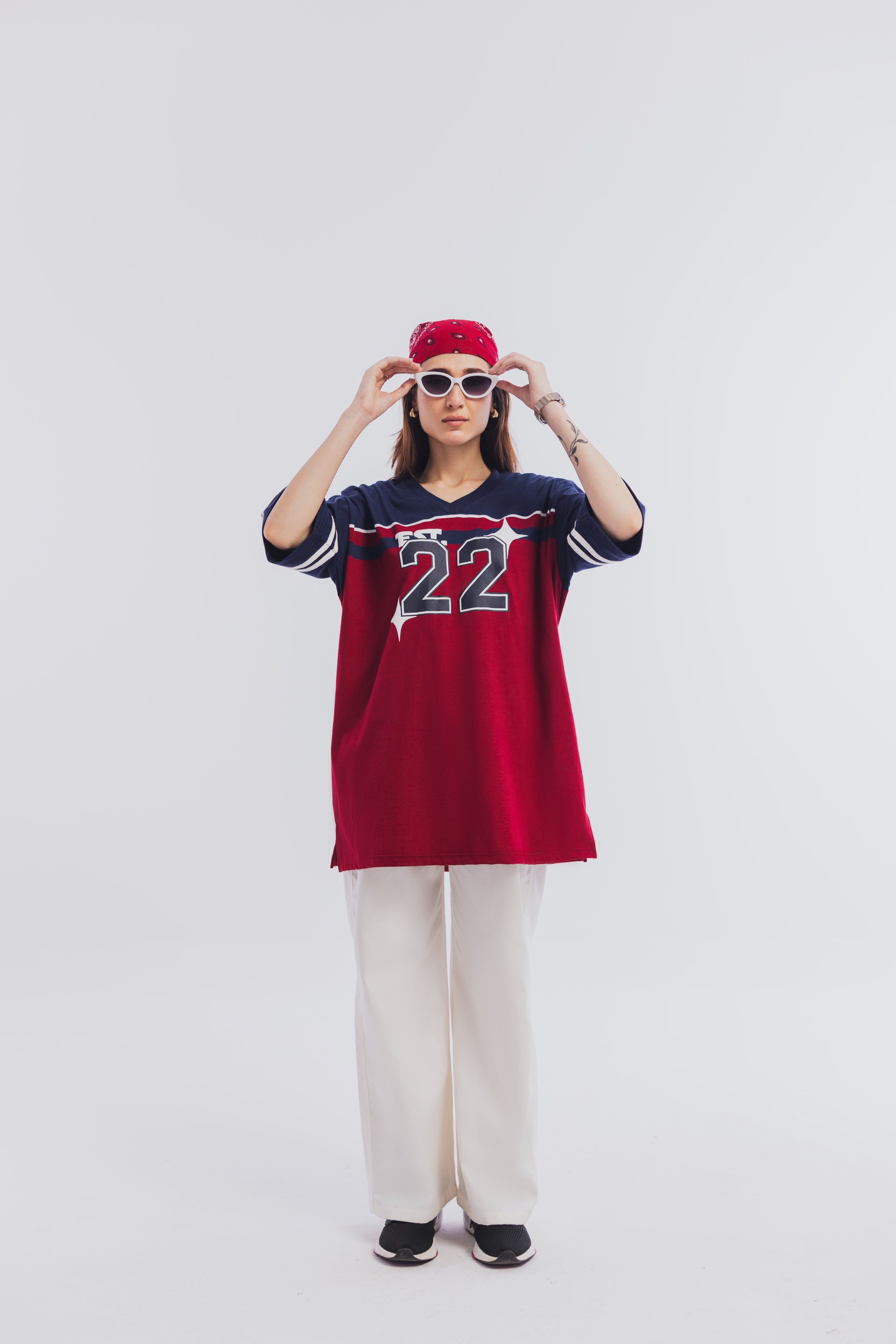 Blue Maroon Varsity Striped Tee