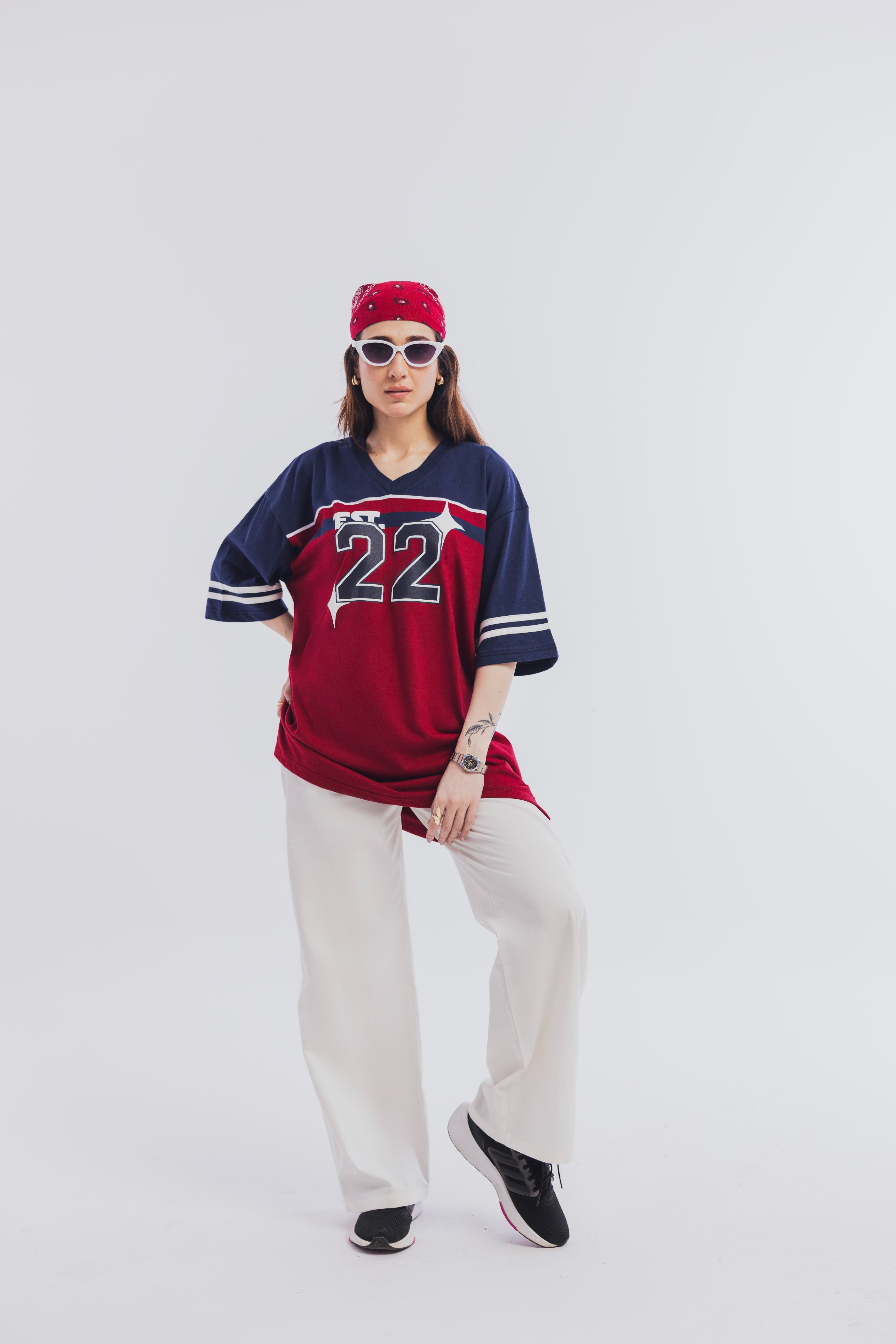 Blue Maroon Varsity Striped Tee