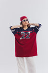 Blue Maroon Varsity Striped Tee